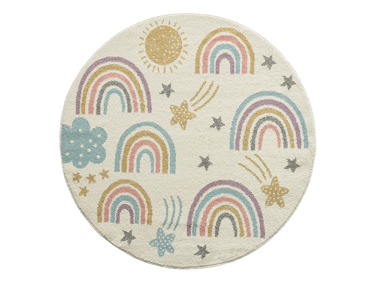 Tapis Beat Kids Moderne Et  Enfant - Crème - 120 cm Ronde