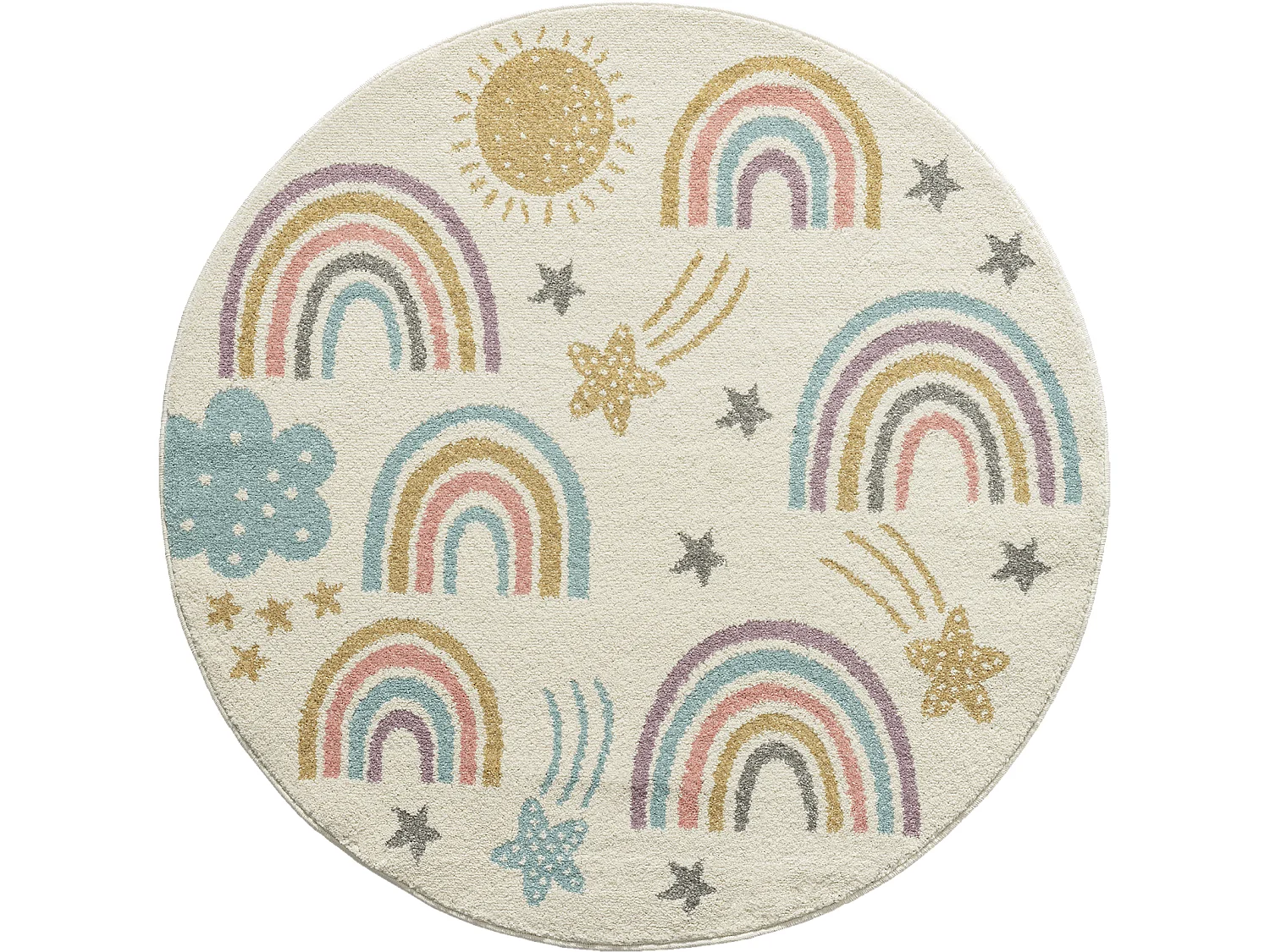 Tapis Beat Kids Moderne Et  Enfant - Crème - 120 cm Ronde