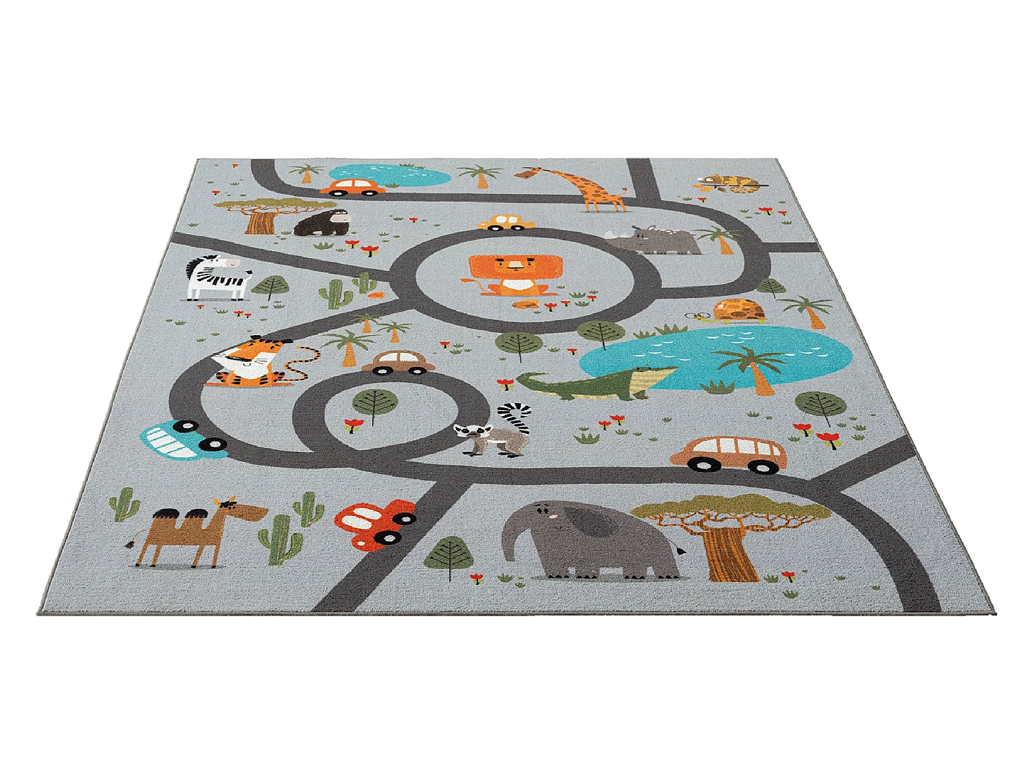 Tapis Happy Life Jeu Safari - Gris - 160x220 cm