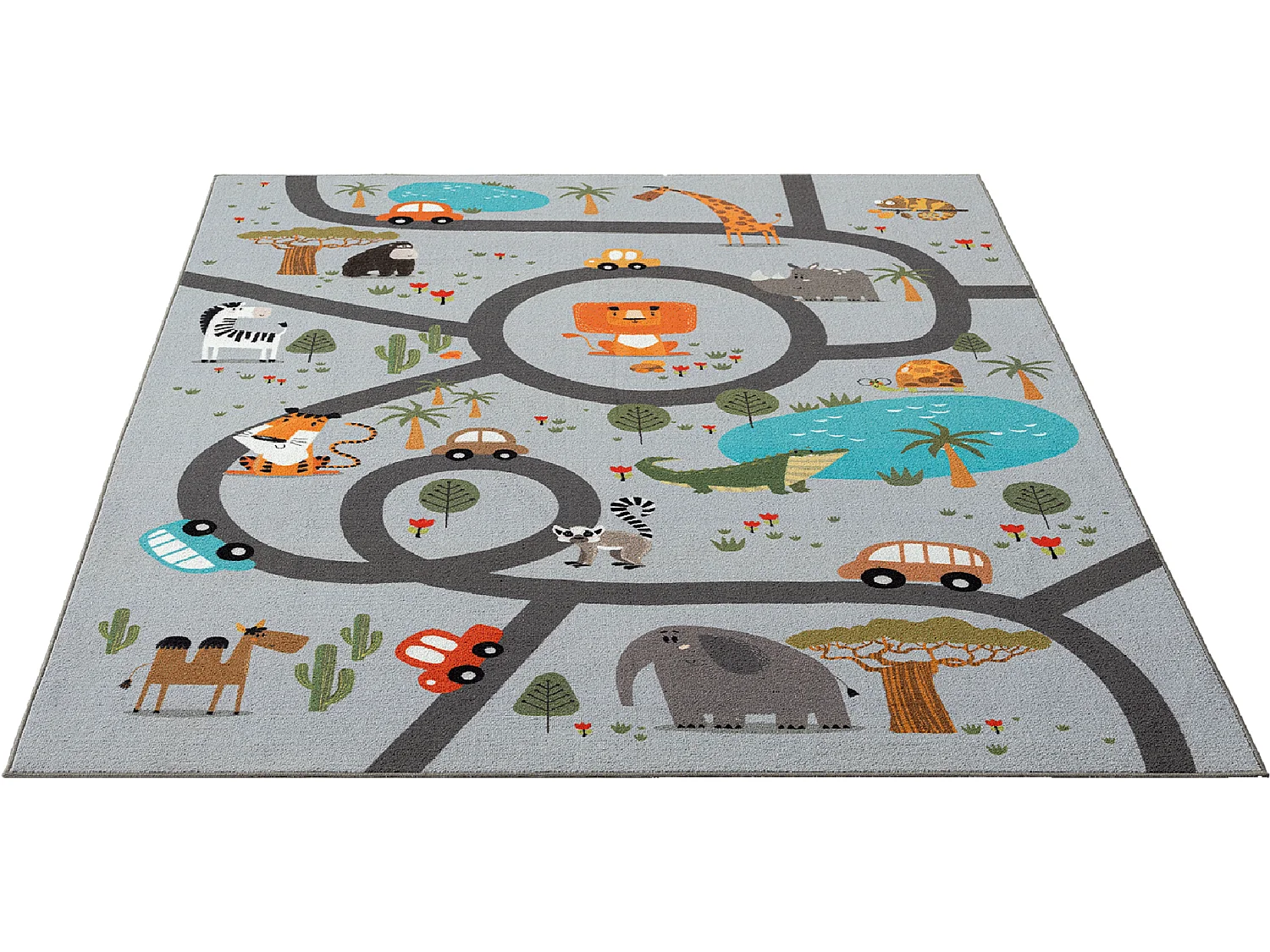 Tapis Happy Life Jeu Safari - Gris - 160x220 cm