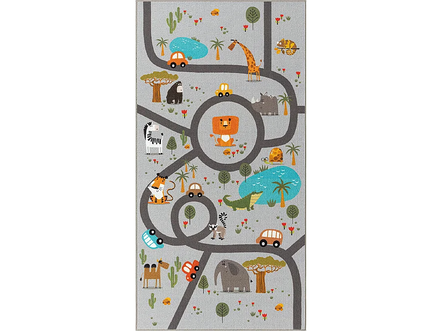 Tapis Happy Life Jeu Safari - Gris - 160x220 cm