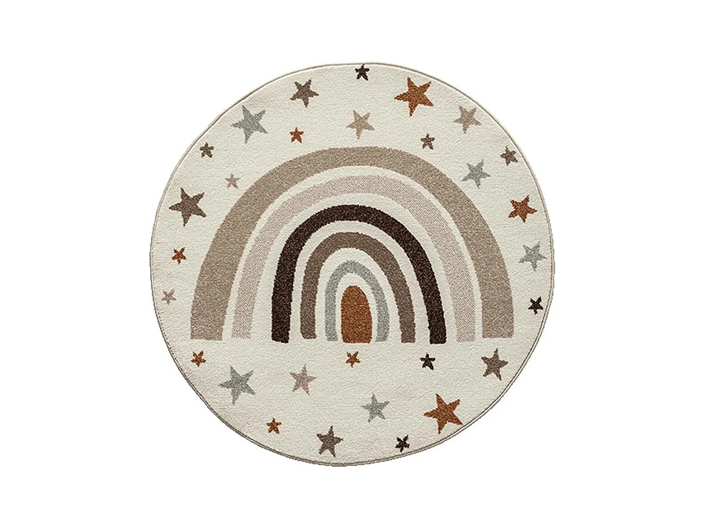 Tapis Beat Kids Moderne Enfant Arc-en-ciel Étoiles Pastel - Crème - 120 cm Ronde