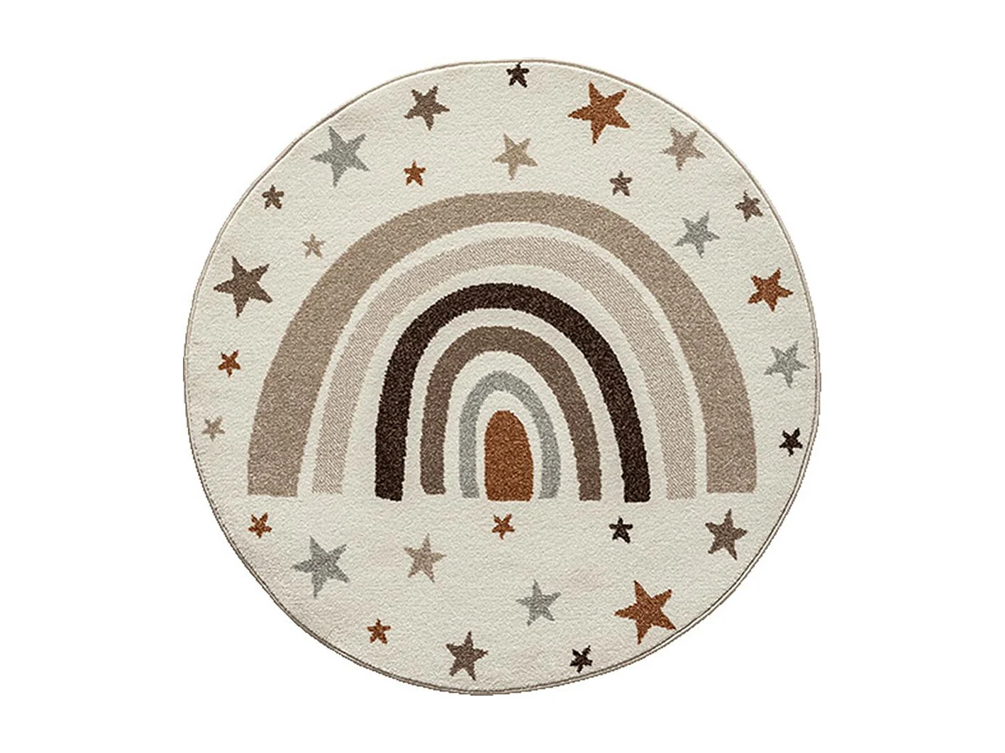 Tapis Beat Kids Moderne Enfant Arc-en-ciel Étoiles Pastel - Crème - 120 cm Ronde