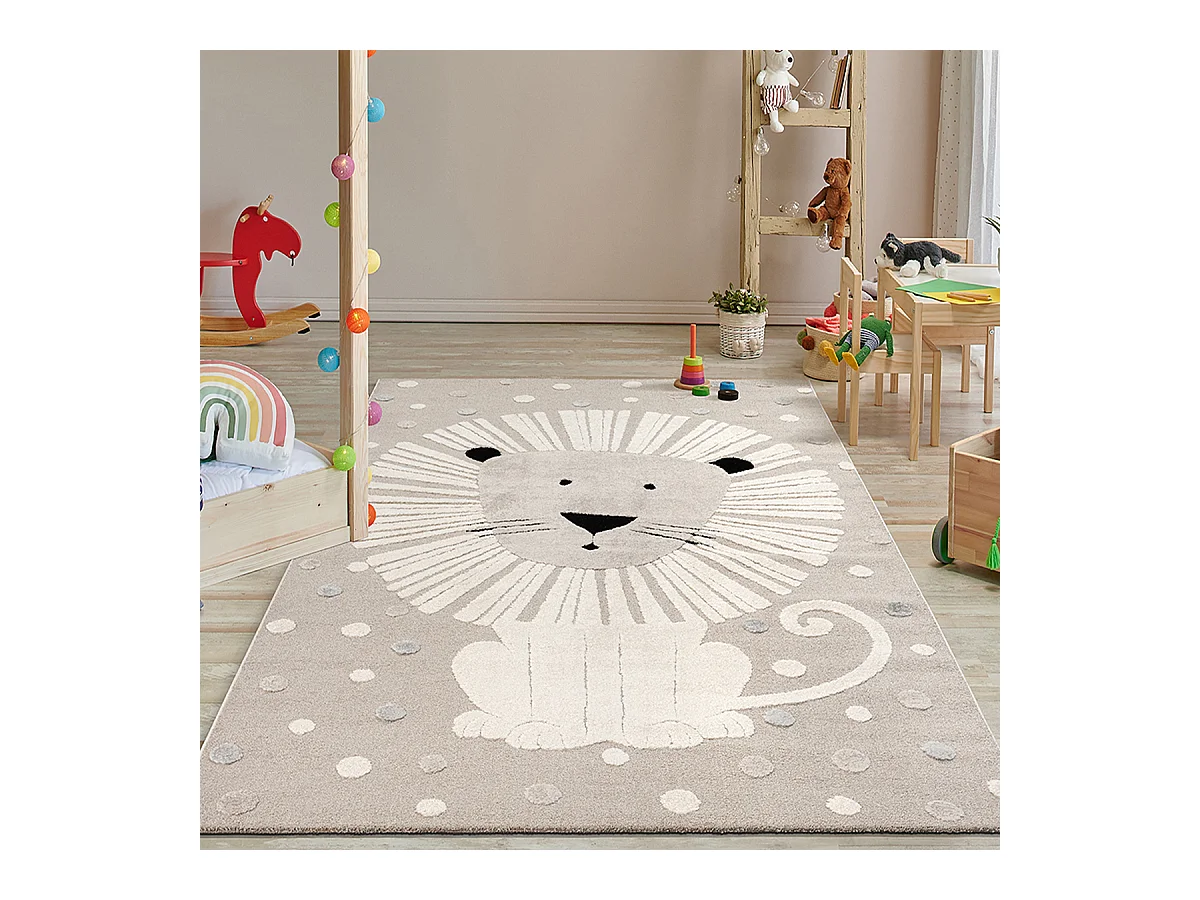 Tapis Jungle Kids Chambre Enfant 3d Résistant - Beige - 80x150 cm