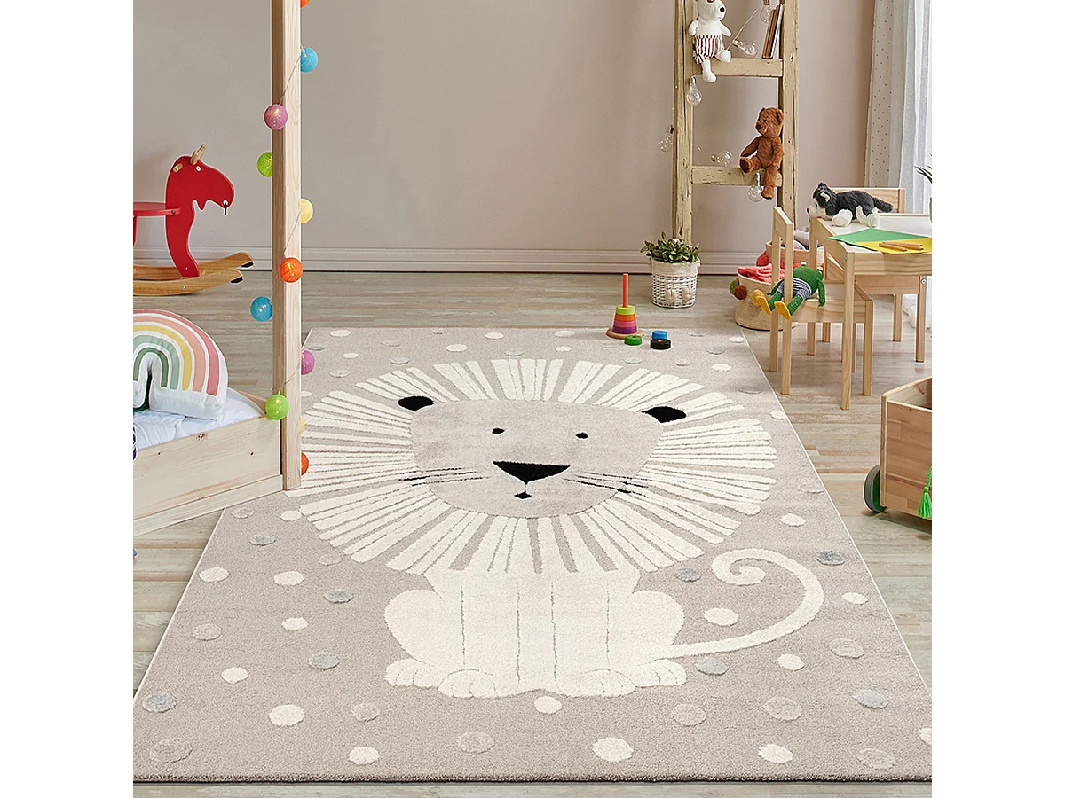Tapis Jungle Kids Chambre Enfant 3d Résistant - Beige - 80x150 cm
