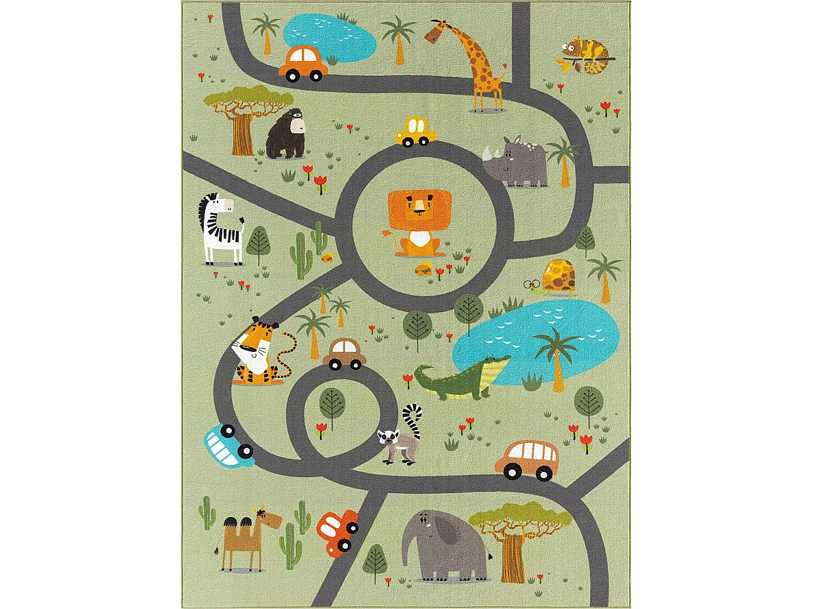 Tapis Happy Life Jeu Safari - Vert - 80x150 cm