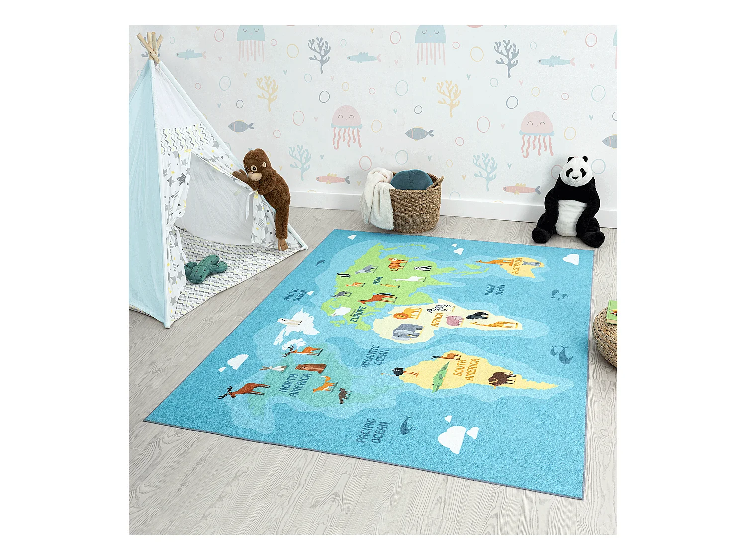 Tapis Happy Life D'apprentissage - Bleu - 160x220 cm
