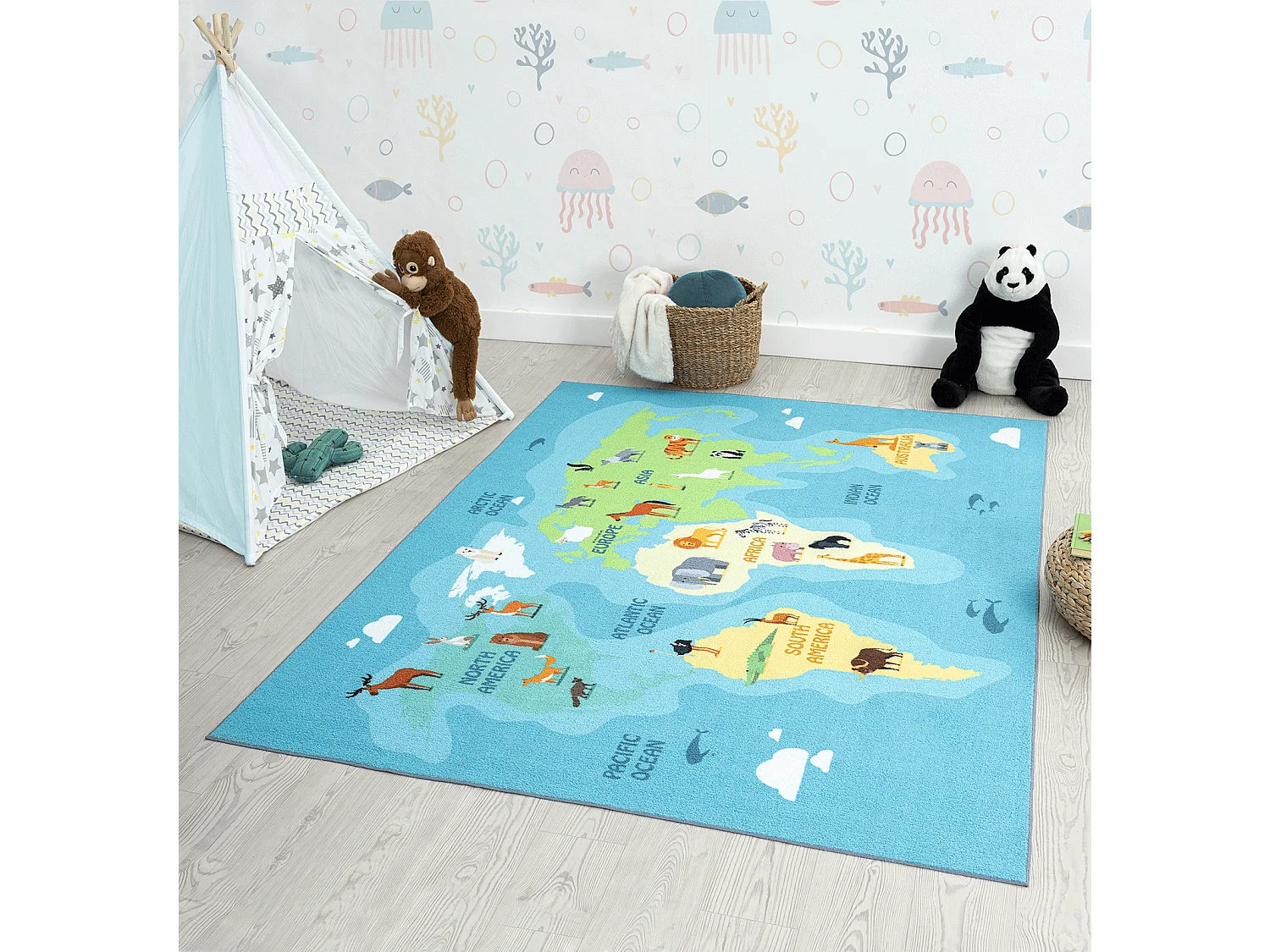 Tapis Happy Life D'apprentissage - Bleu - 160x220 cm
