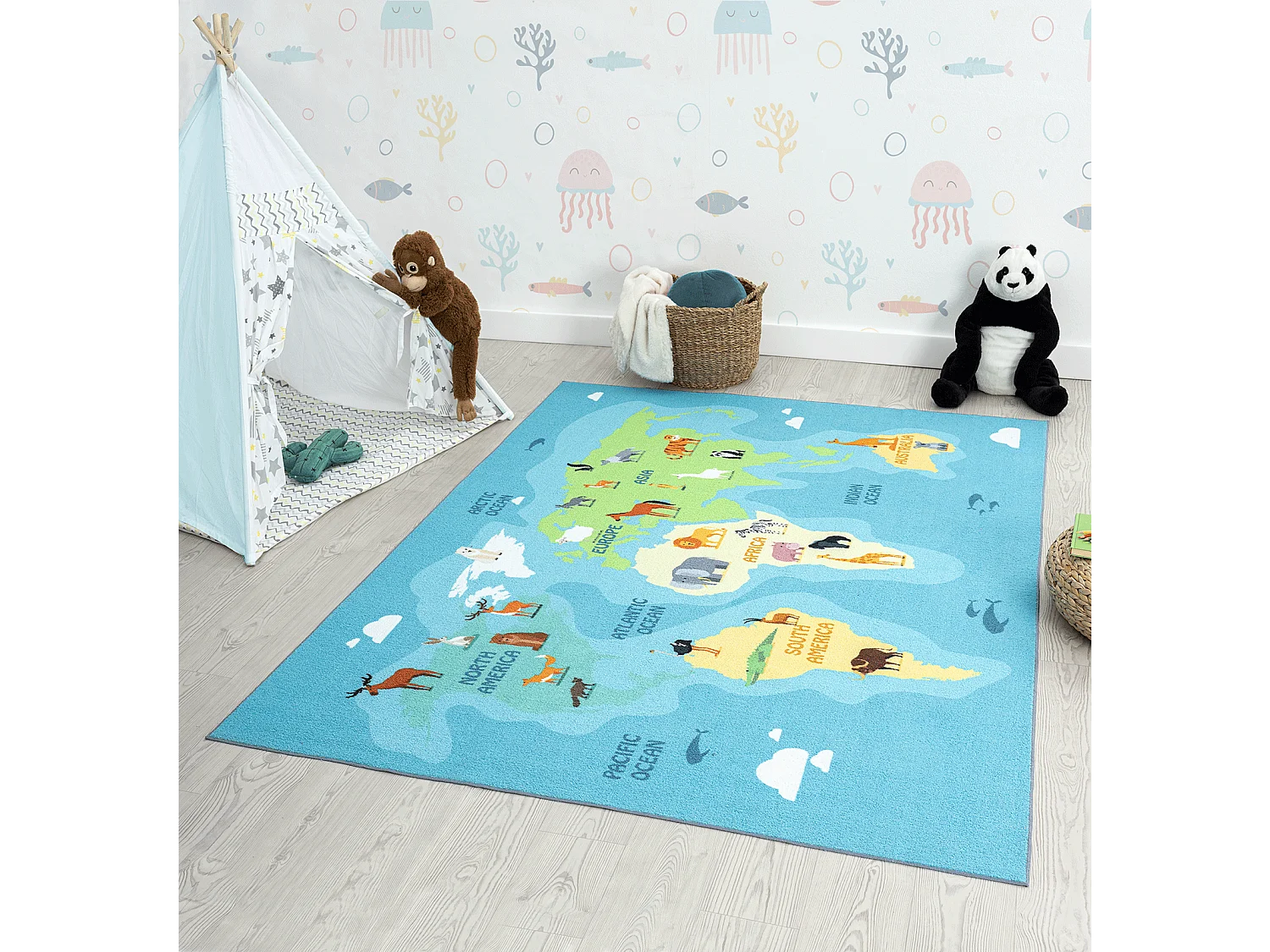 Tapis Happy Life D'apprentissage - Bleu - 160x220 cm