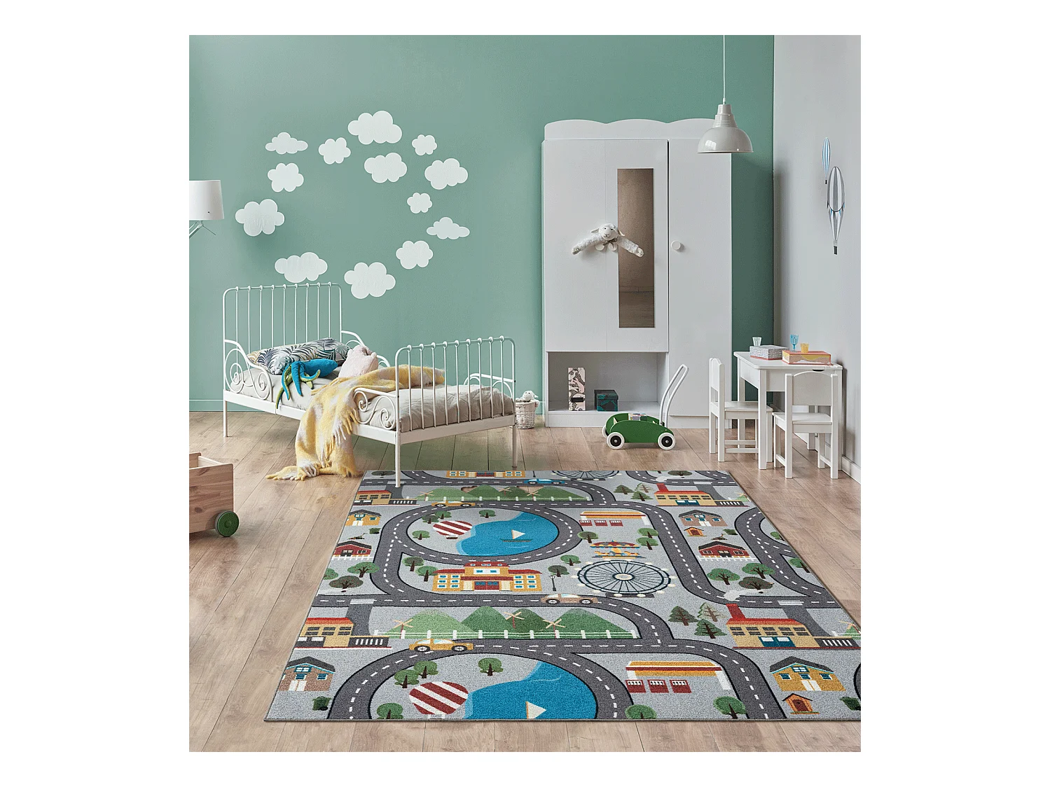 Tapis Happy Life Jeu - Gris - 100x200 cm