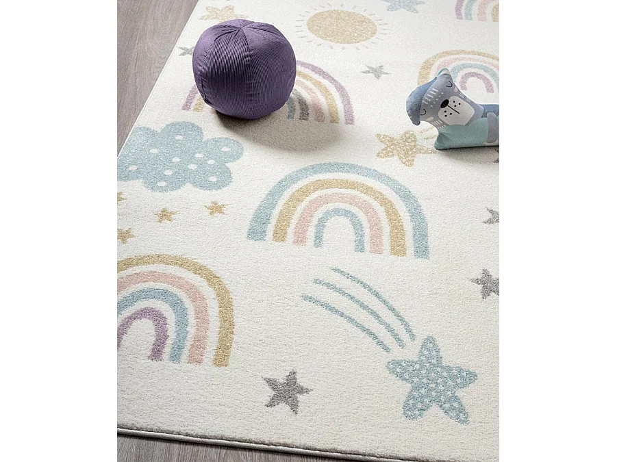 Tapis Beat Kids Moderne Et  Enfant - Crème - 160 cm Ronde