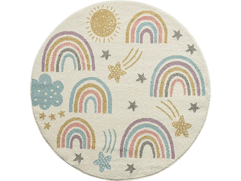 Tapis Beat Kids Moderne Et  Enfant - Crème - 160 cm Ronde