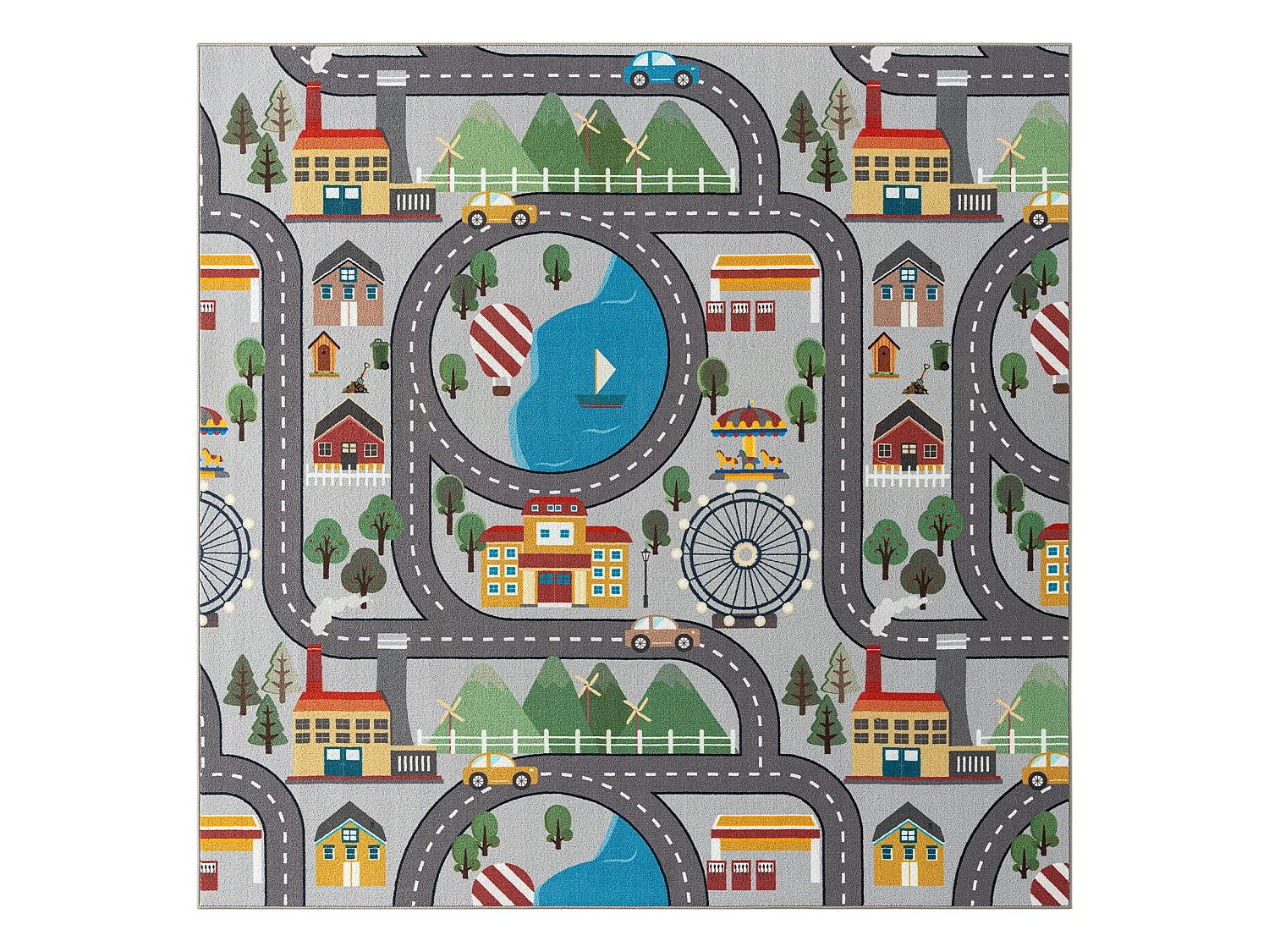 Tapis Happy Life Jeu - Gris - 200x200 cm Square