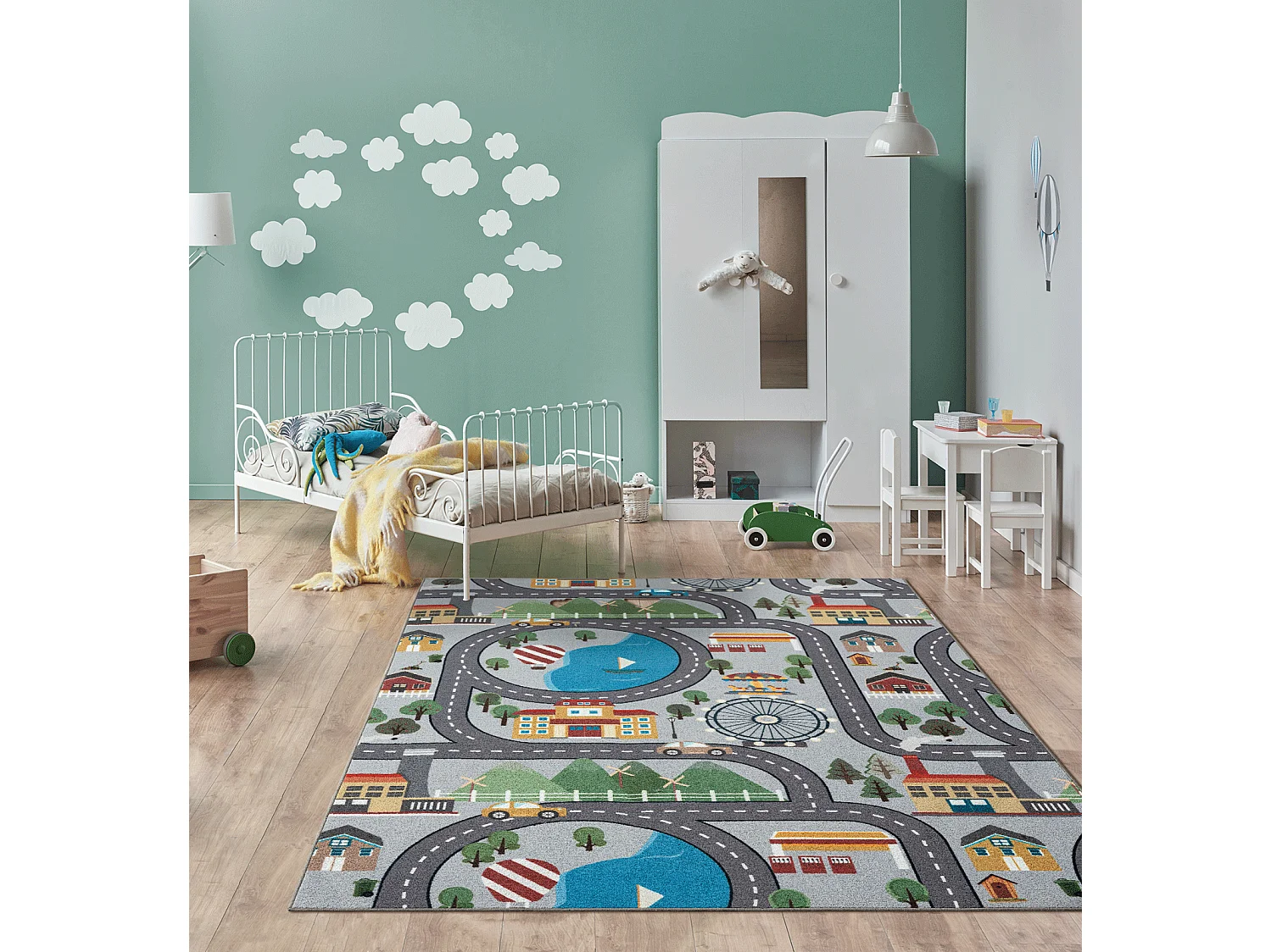 Tapis Happy Life Jeu - Gris - 200x200 cm Square