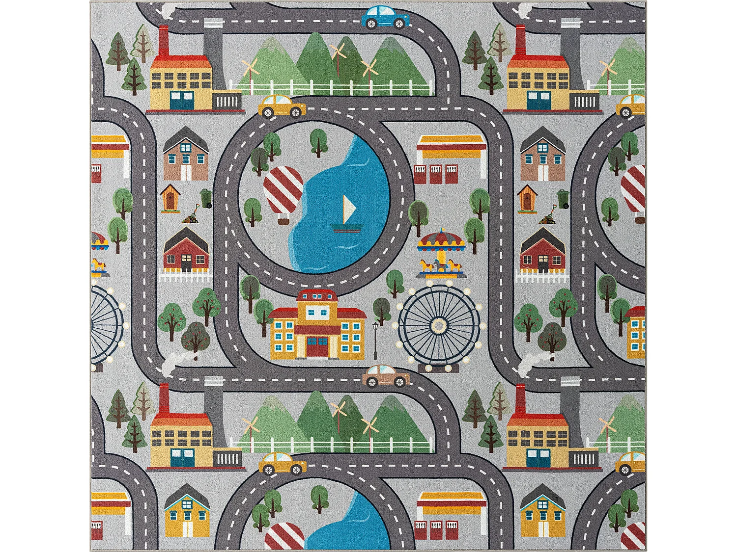 Tapis Happy Life Jeu - Gris - 200x200 cm Square