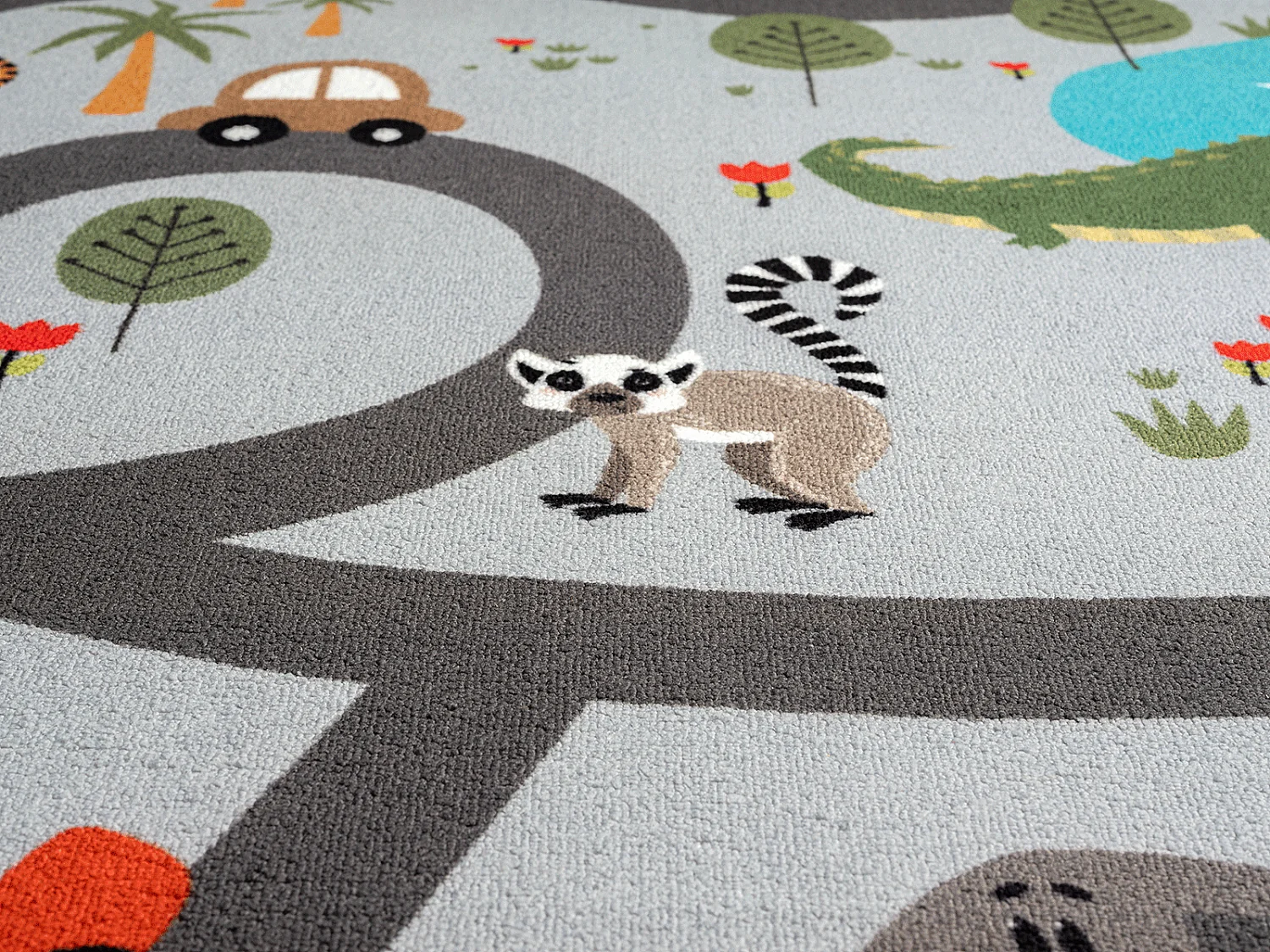 Tappeto Happy Life Gioco Safari - Grigio - 160 cm Rotondo