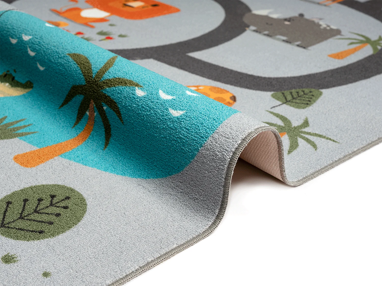 Tappeto Happy Life Gioco Safari - Grigio - 160 cm Rotondo