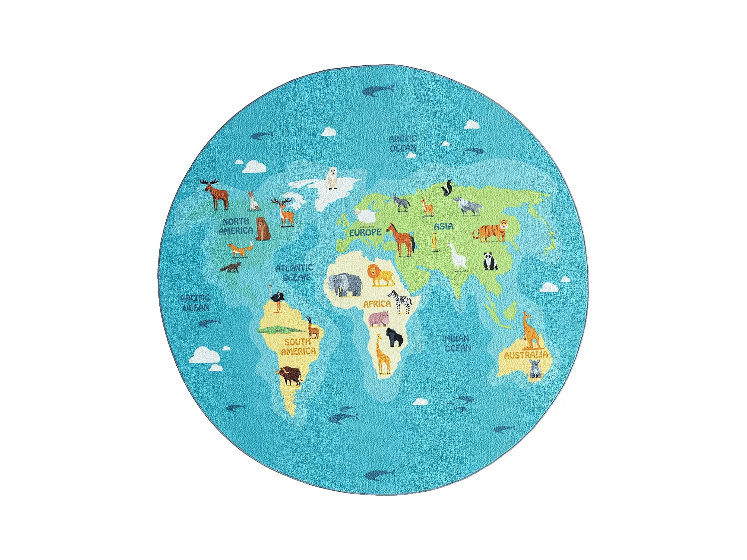 Tapis Happy Life D'apprentissage - Bleu - 160 cm Ronde