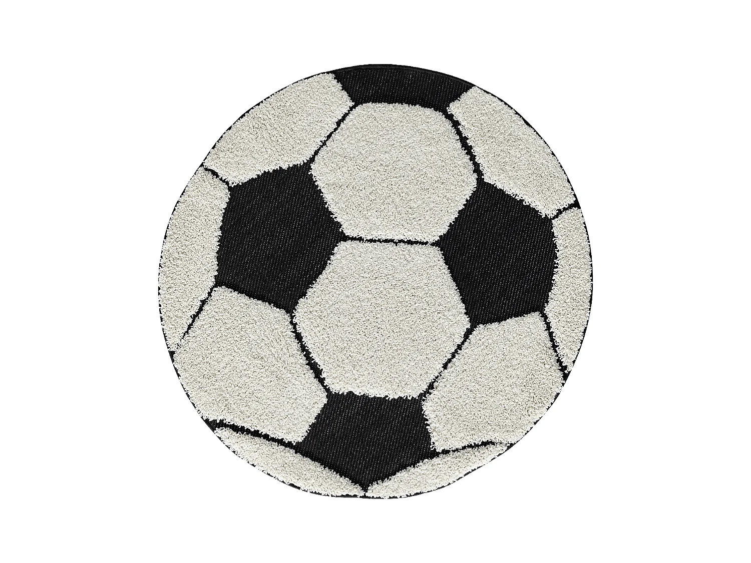 Teppich Lou Kinder Fußball - Schwarz Weiß - 120 cm Rund