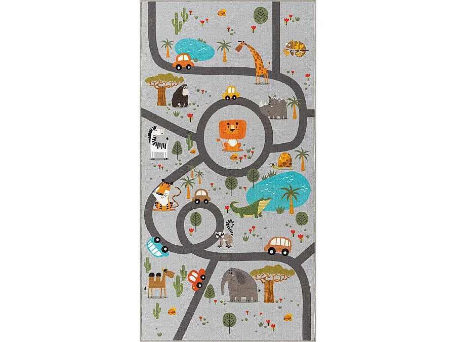 Tapis Happy Life Jeu Safari - Gris - 140x200 cm