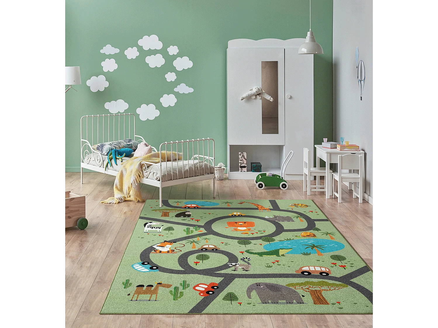Tapis Happy Life Jeu Safari - Vert - 160x220 cm