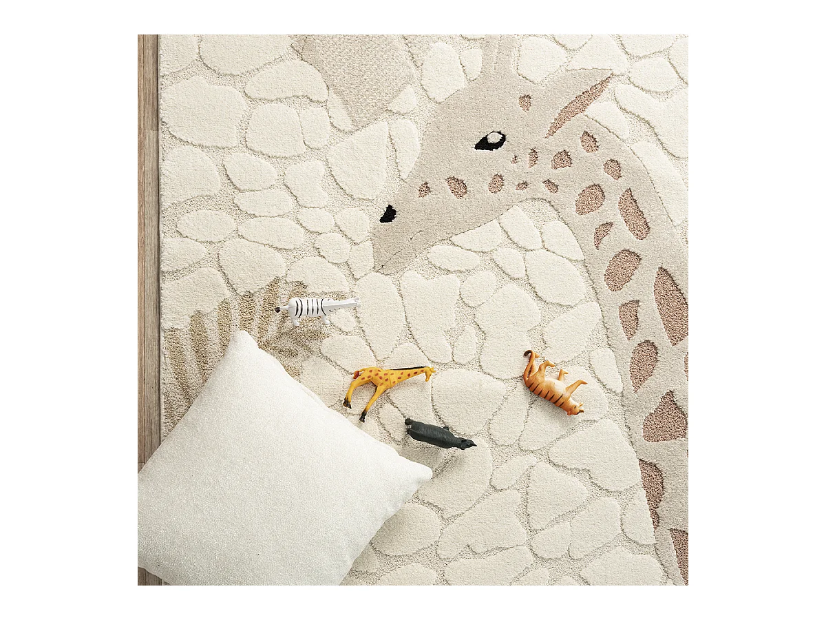 Tapis Jungle Kids Chambre Enfant 3d Résistant - Crème - 120x170 cm