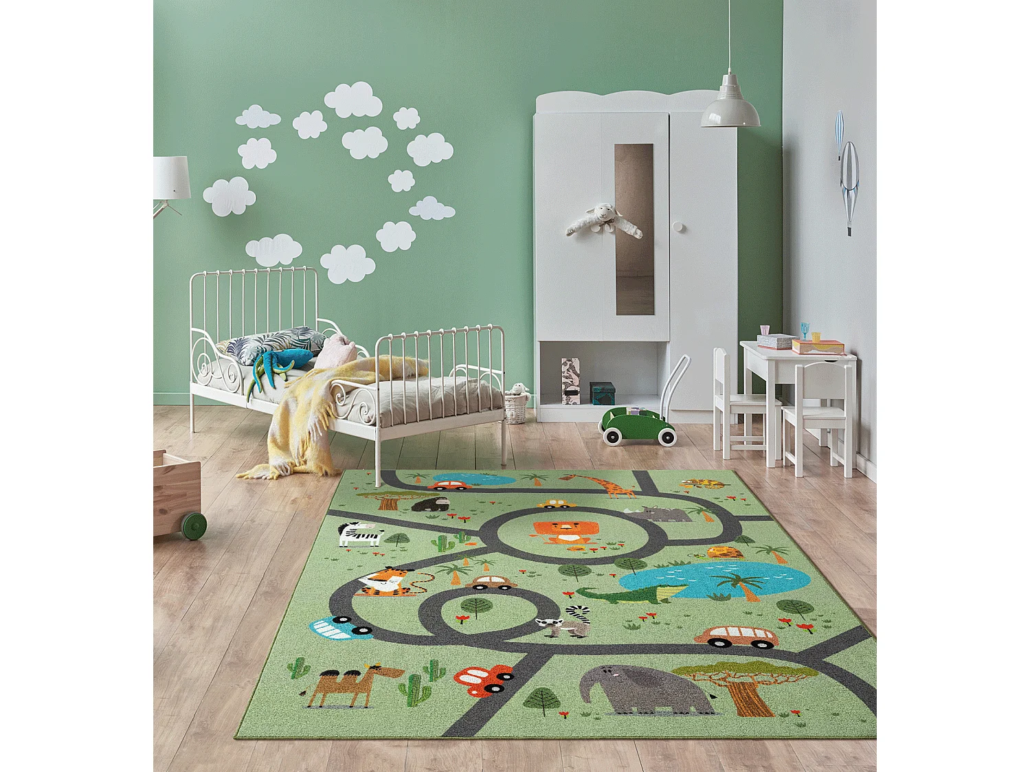 Tappeto Happy Life Gioco Safari - Verde - 100x200 cm