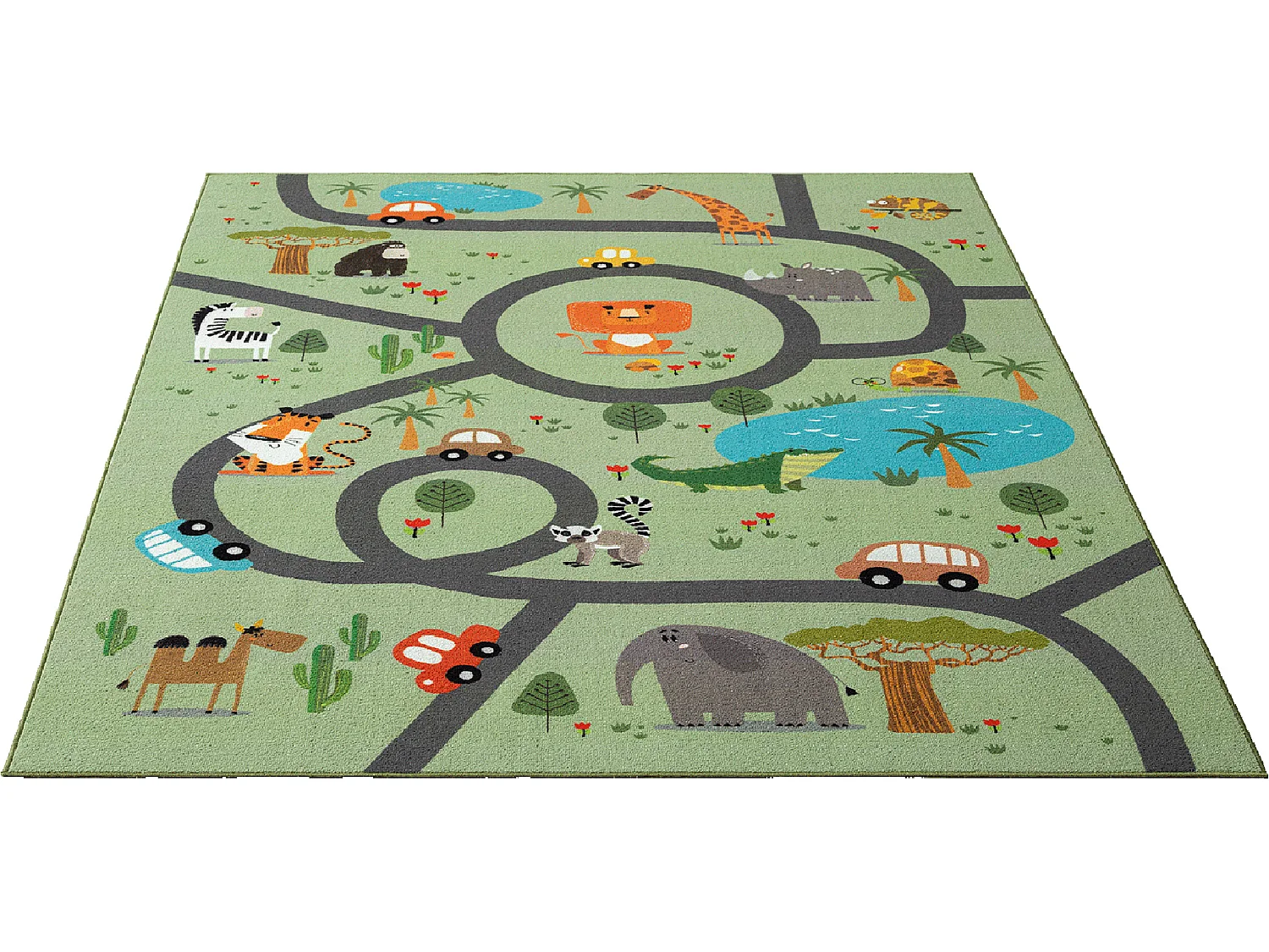 Tapis Happy Life Jeu Safari - Vert - 100x200 cm