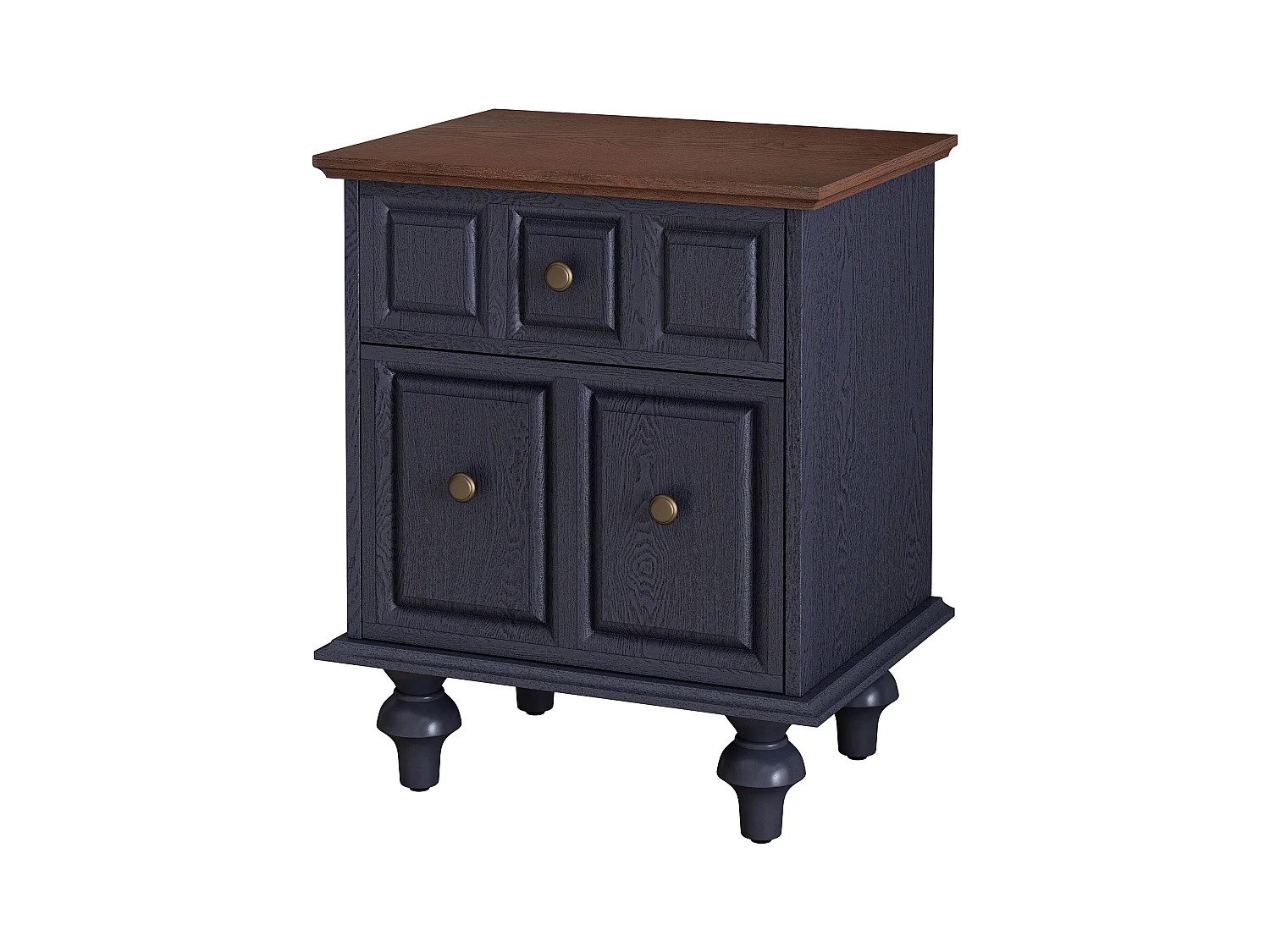 Table de chevet bleue - Table de chevet avec 2 tiroirs et 4 colonnes - pour chambre