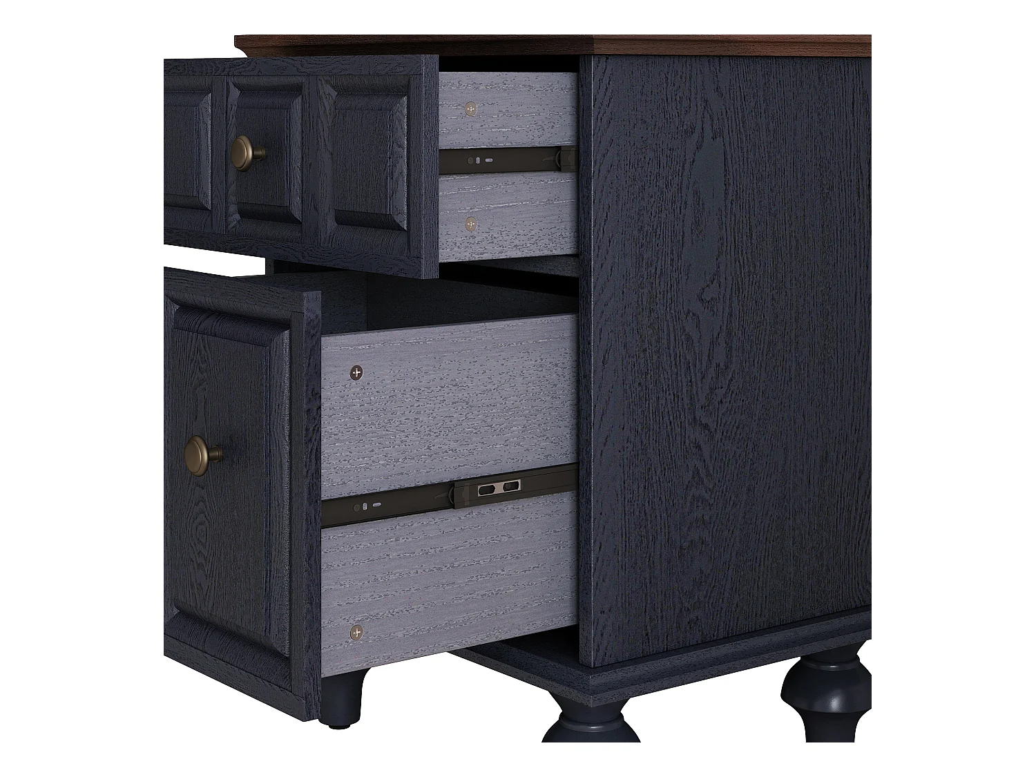 Table de chevet bleue - Table de chevet avec 2 tiroirs et 4 colonnes - pour chambre