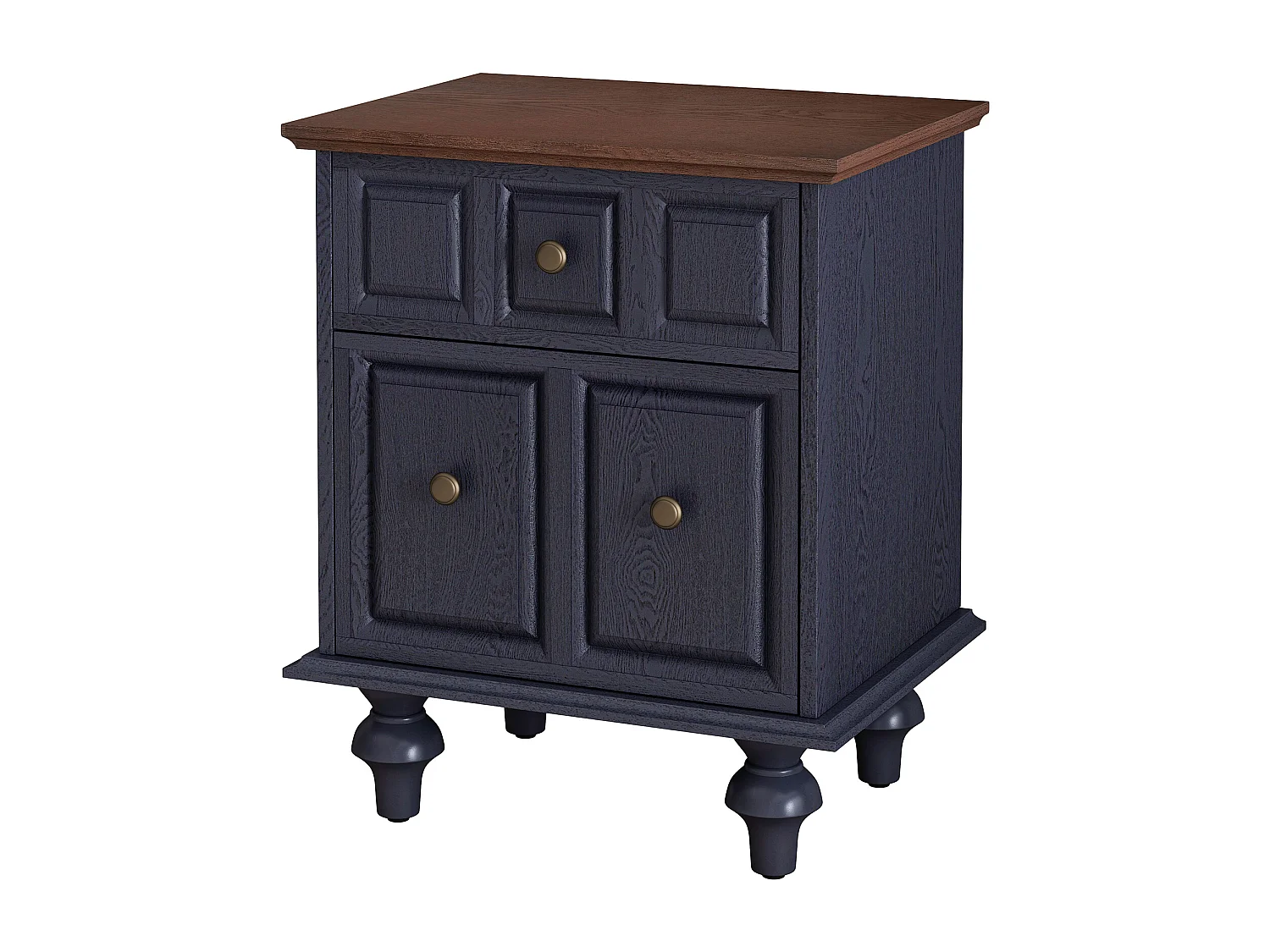 Table de chevet bleue - Table de chevet avec 2 tiroirs et 4 colonnes - pour chambre