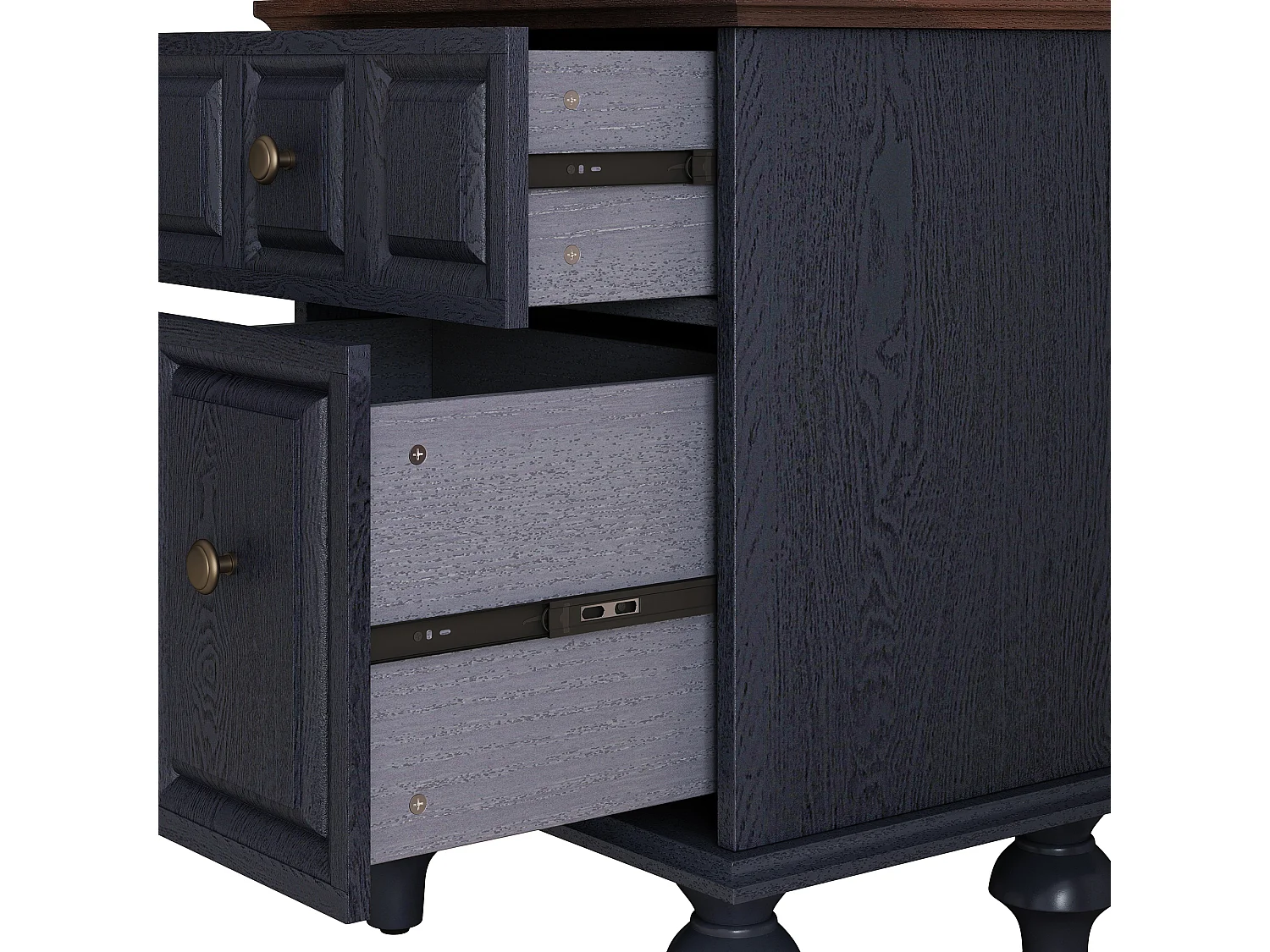 Table de chevet bleue - Table de chevet avec 2 tiroirs et 4 colonnes - pour chambre