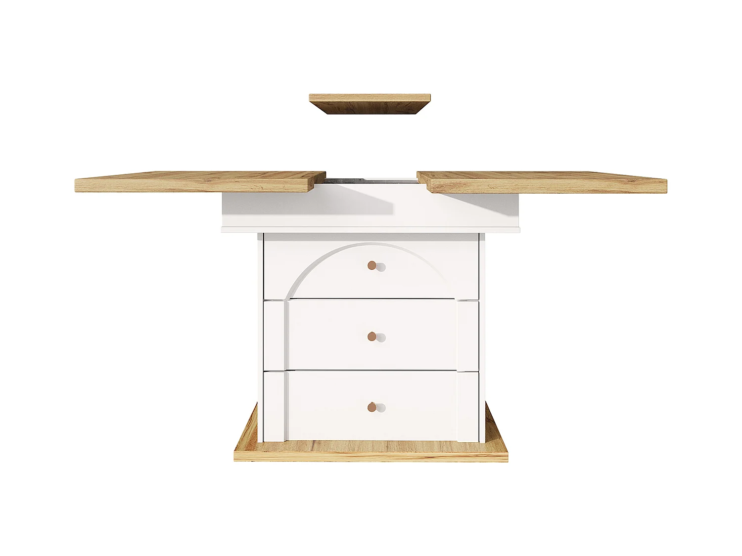 Table à manger extensible blanc - Table extensible avec deux tiroirs et une porte - pour la cuisine et le salon