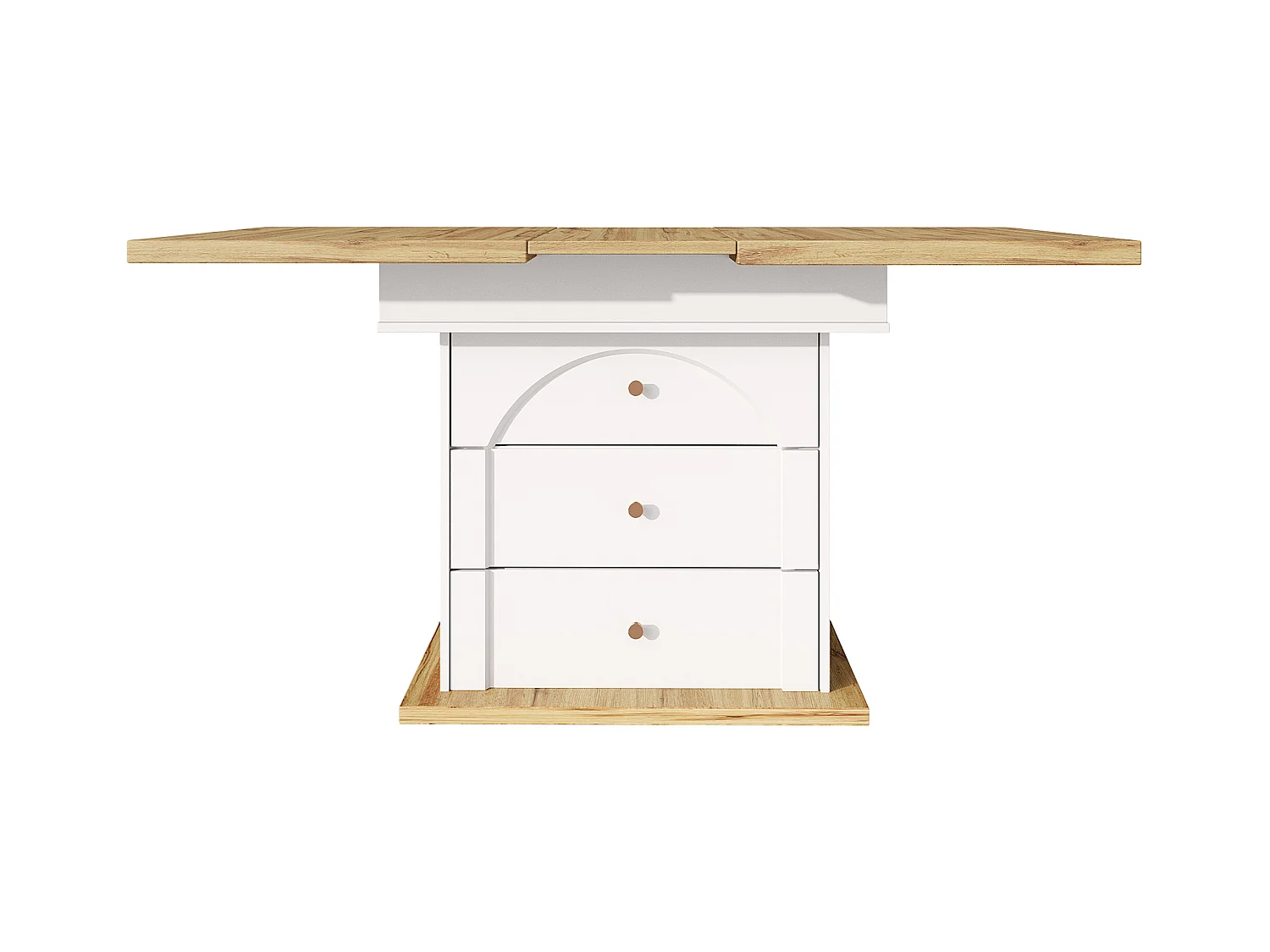 Table à manger extensible blanc - Table extensible avec deux tiroirs et une porte - pour la cuisine et le salon