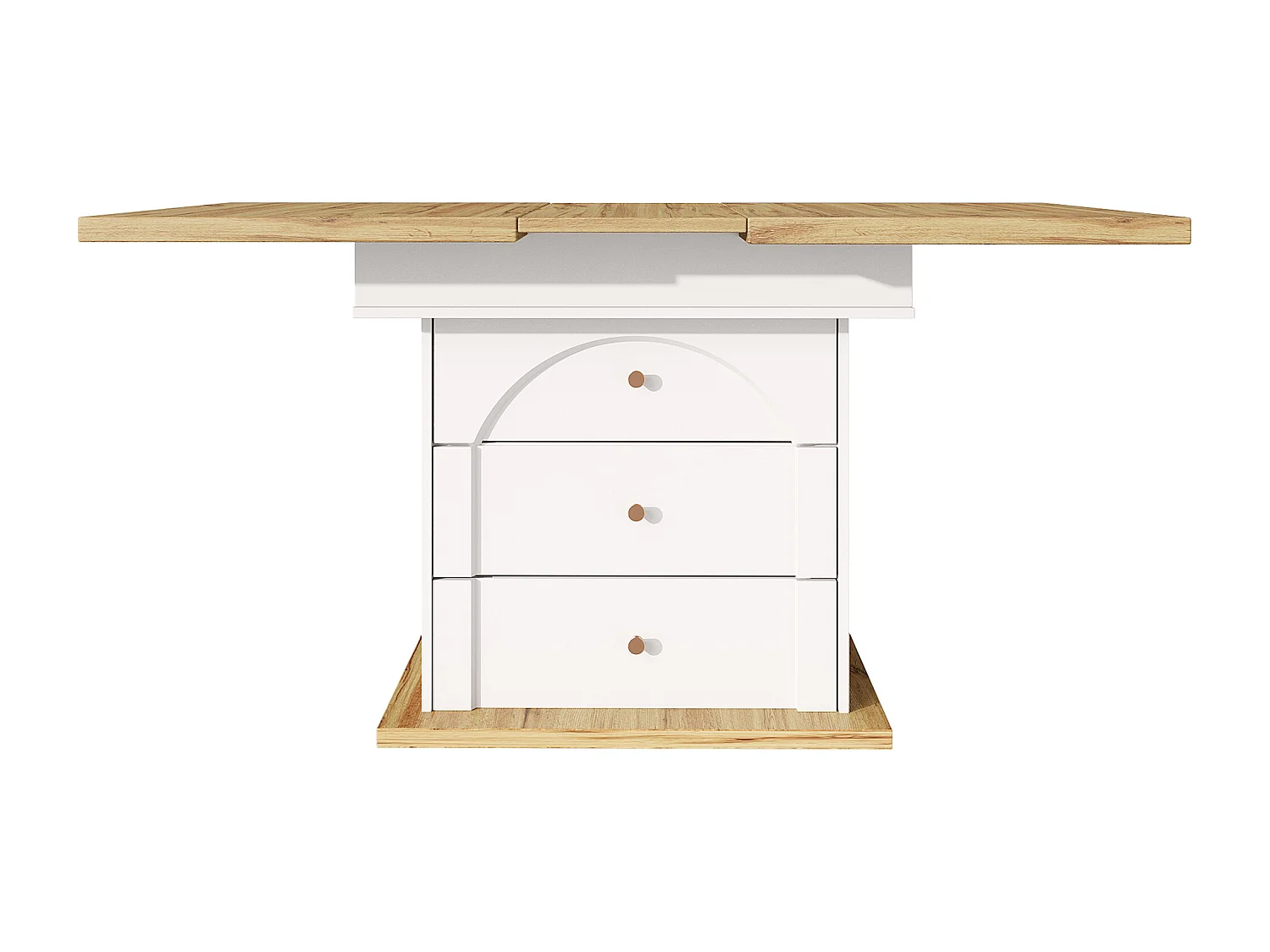 Mesa de comedor extensible blanca - Mesa extensible con dos cajones y una puerta - para cocina y salón