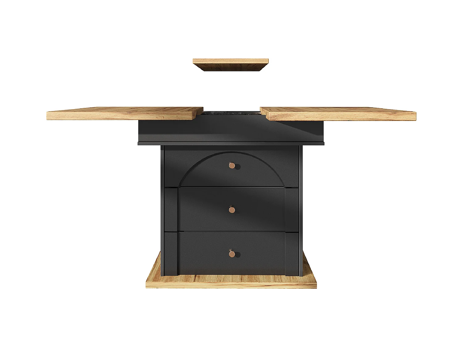 Table à manger extensible noire - Table extensible avec deux tiroirs et une porte - pour la cuisine et le salon