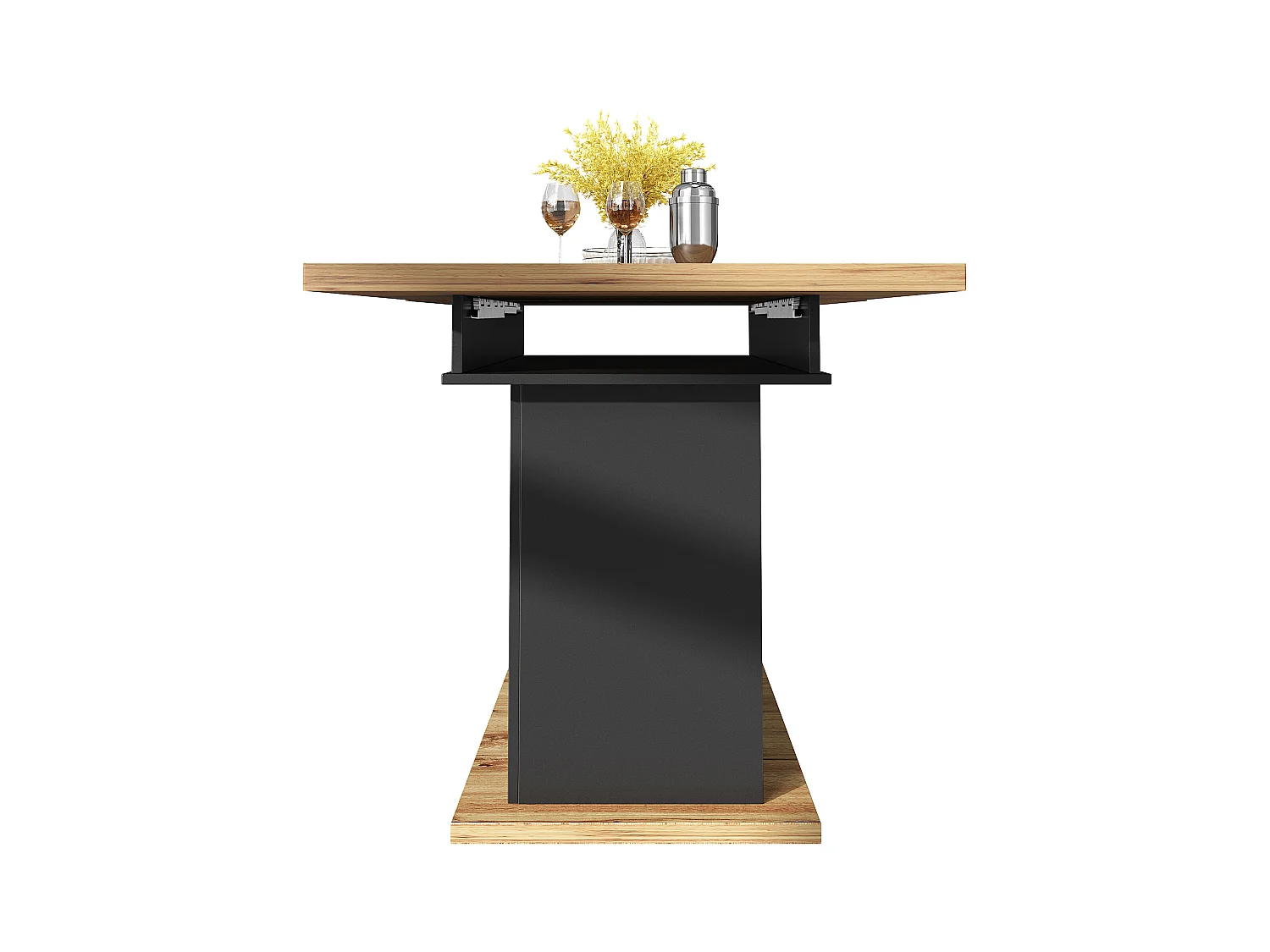 Table à manger extensible noire - Table extensible avec deux tiroirs et une porte - pour la cuisine et le salon