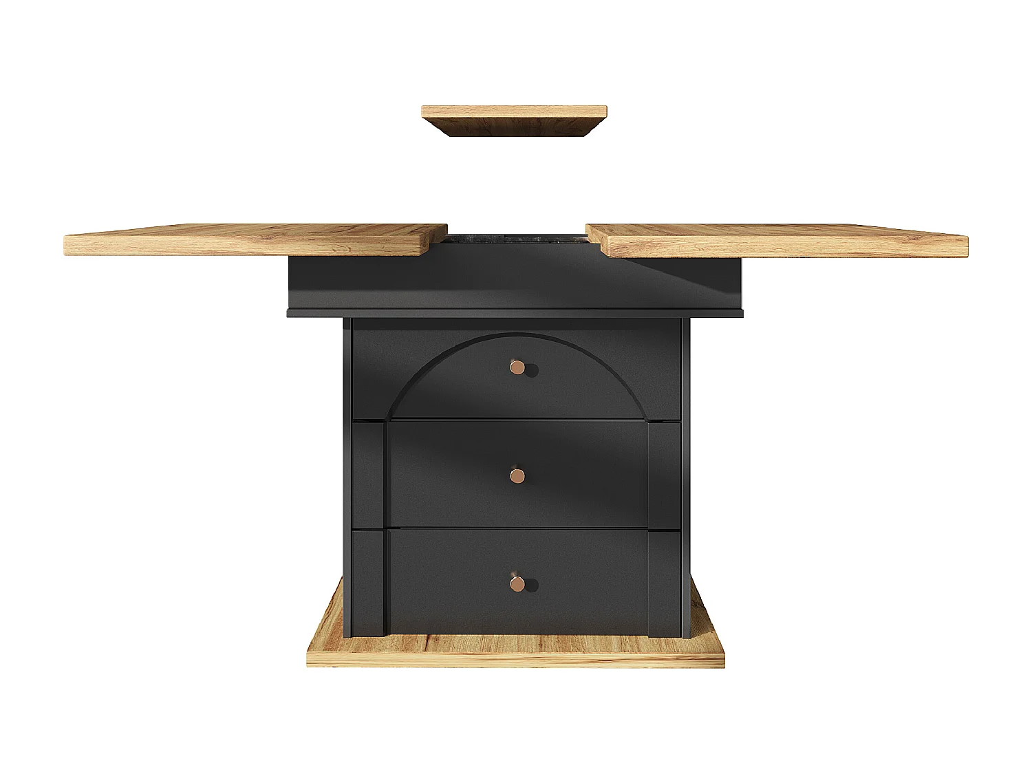 Table à manger extensible noire - Table extensible avec deux tiroirs et une porte - pour la cuisine et le salon