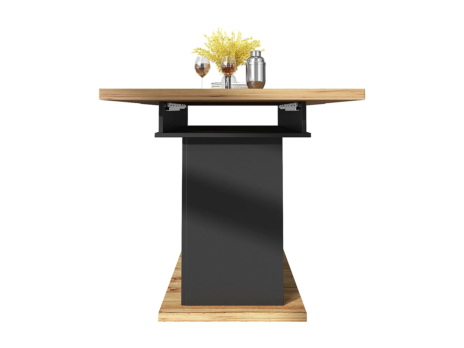 Table à manger extensible noire - Table extensible avec deux tiroirs et une porte - pour la cuisine et le salon