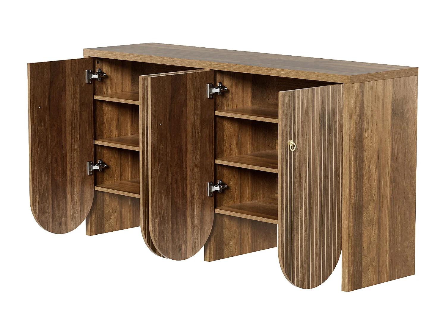 Sideboard aus Walnussholz – Sideboard mit 4 Türen und verstellbaren Regalen – für Wohnzimmer und Esszimmer