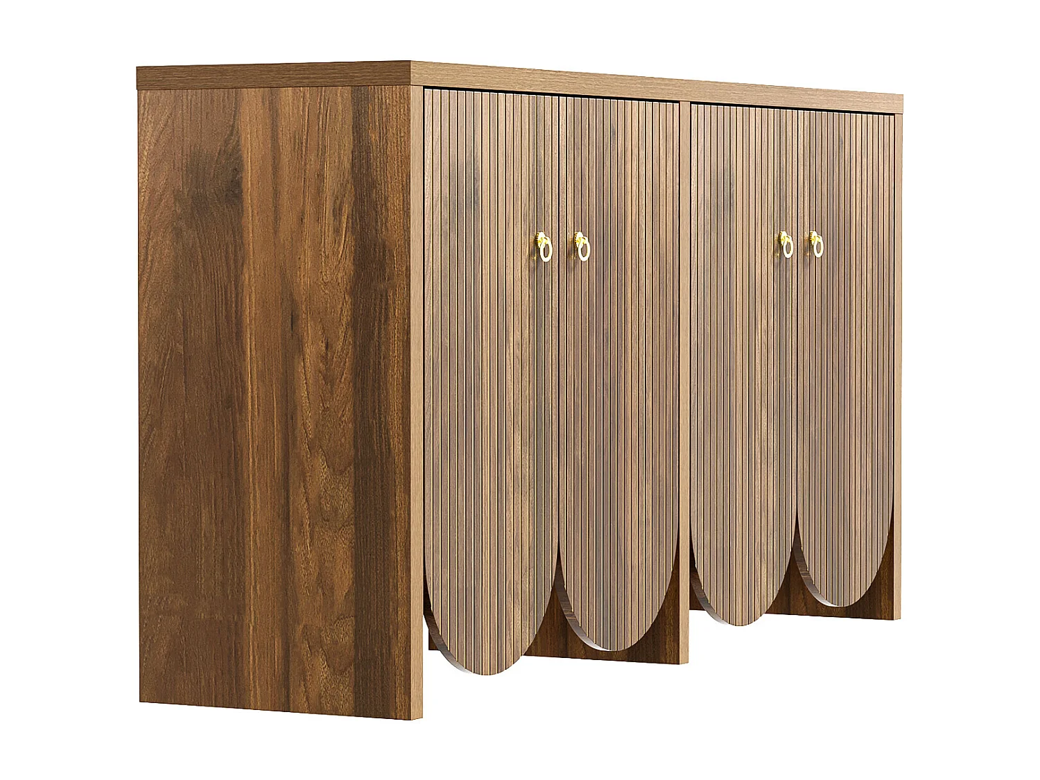 Sideboard aus Walnussholz – Sideboard mit 4 Türen und verstellbaren Regalen – für Wohnzimmer und Esszimmer