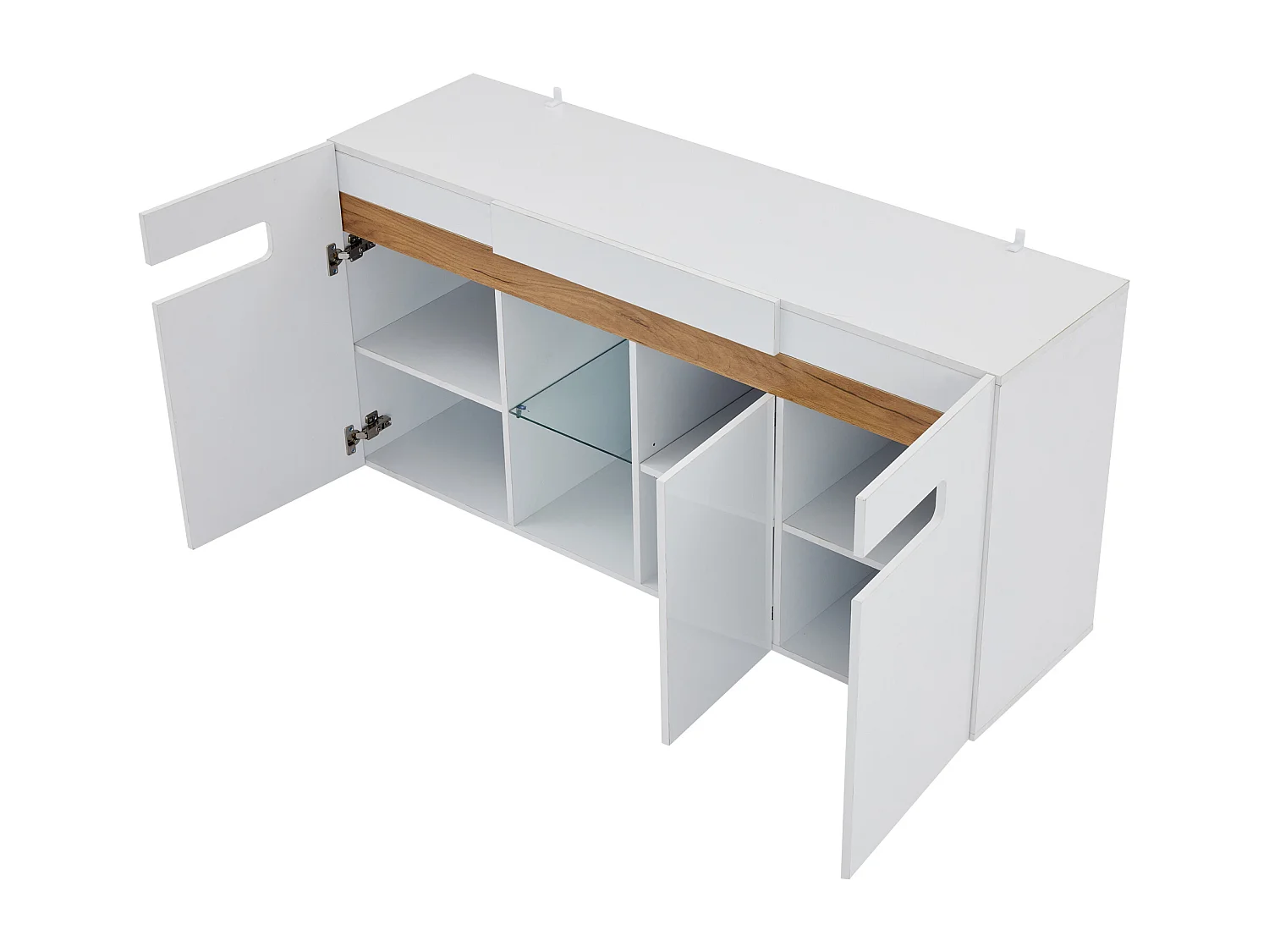 3-türiges Sideboard mit LED-Beleuchtung - App-gesteuertes sideboard - weiß - glasböden