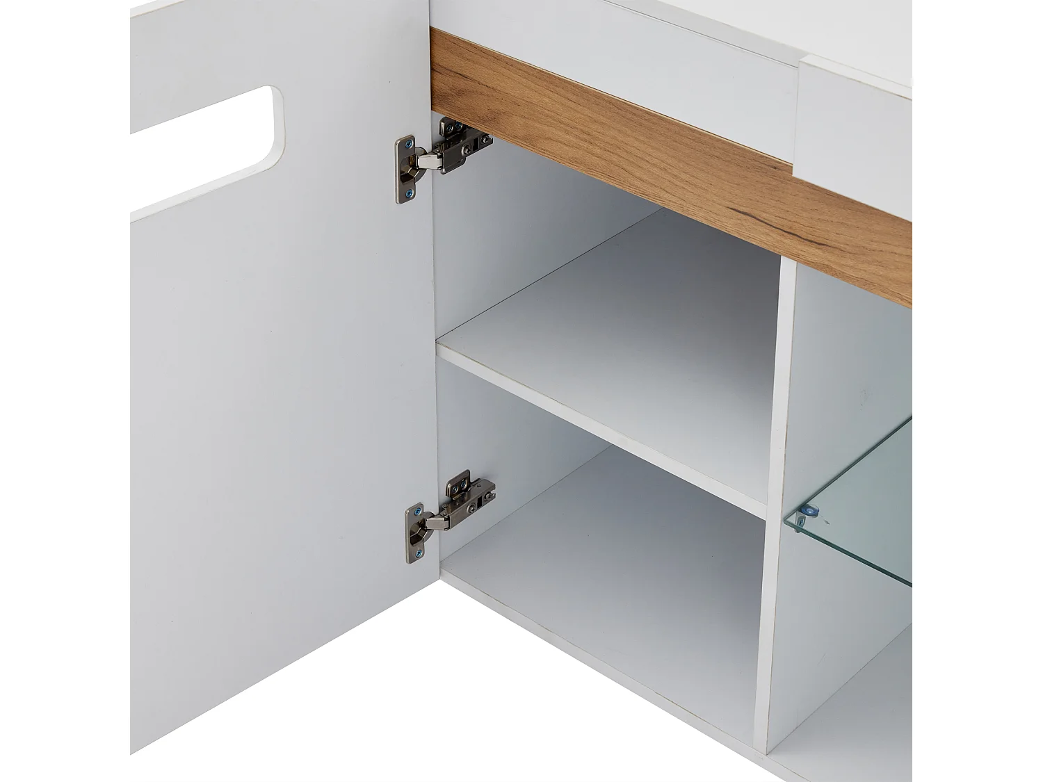 3-türiges Sideboard mit LED-Beleuchtung - App-gesteuertes sideboard - weiß - glasböden