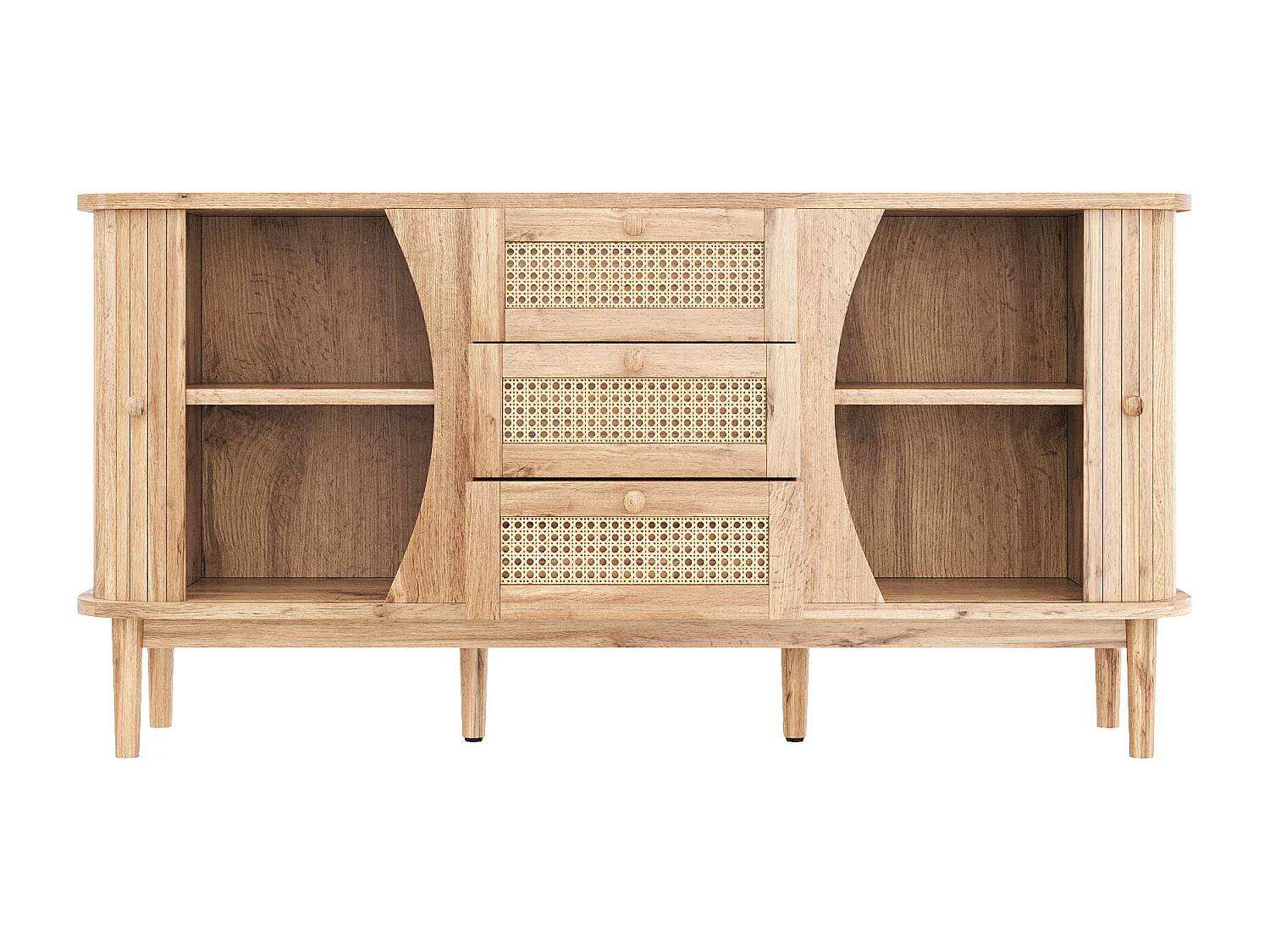 Buffet bois - Buffet avec 2 portes coulissantes et 2 tiroirs - etagères réglables