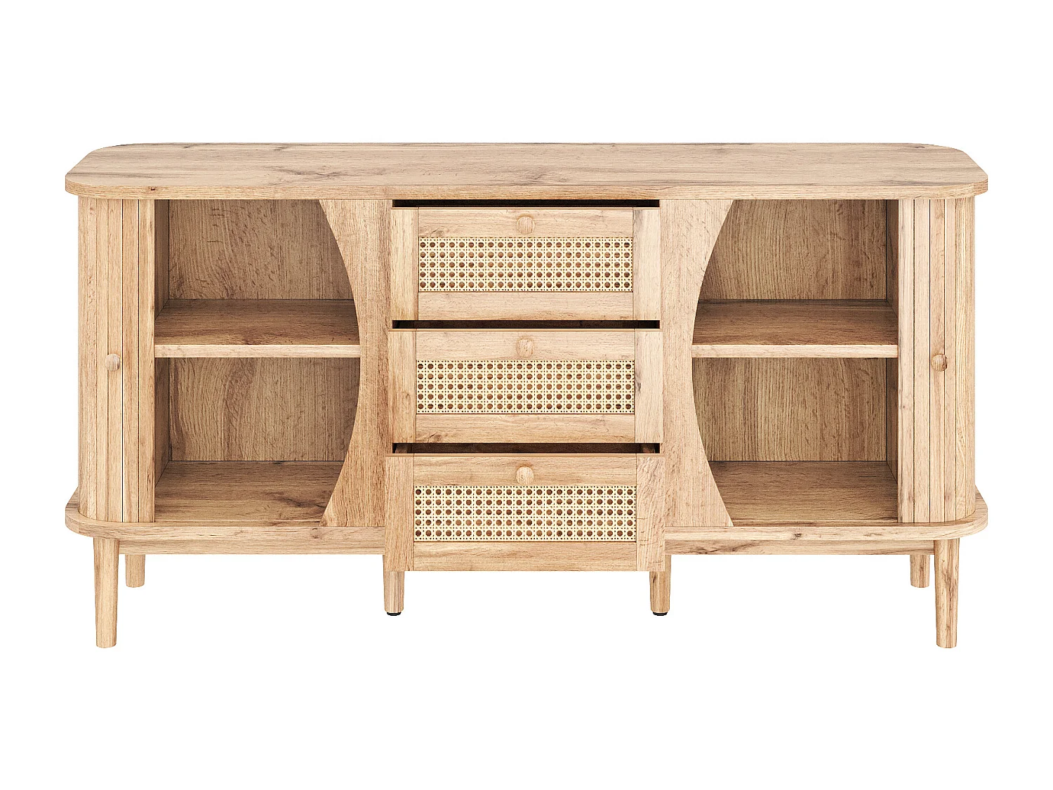 Buffet bois - Buffet avec 2 portes coulissantes et 2 tiroirs - etagères réglables