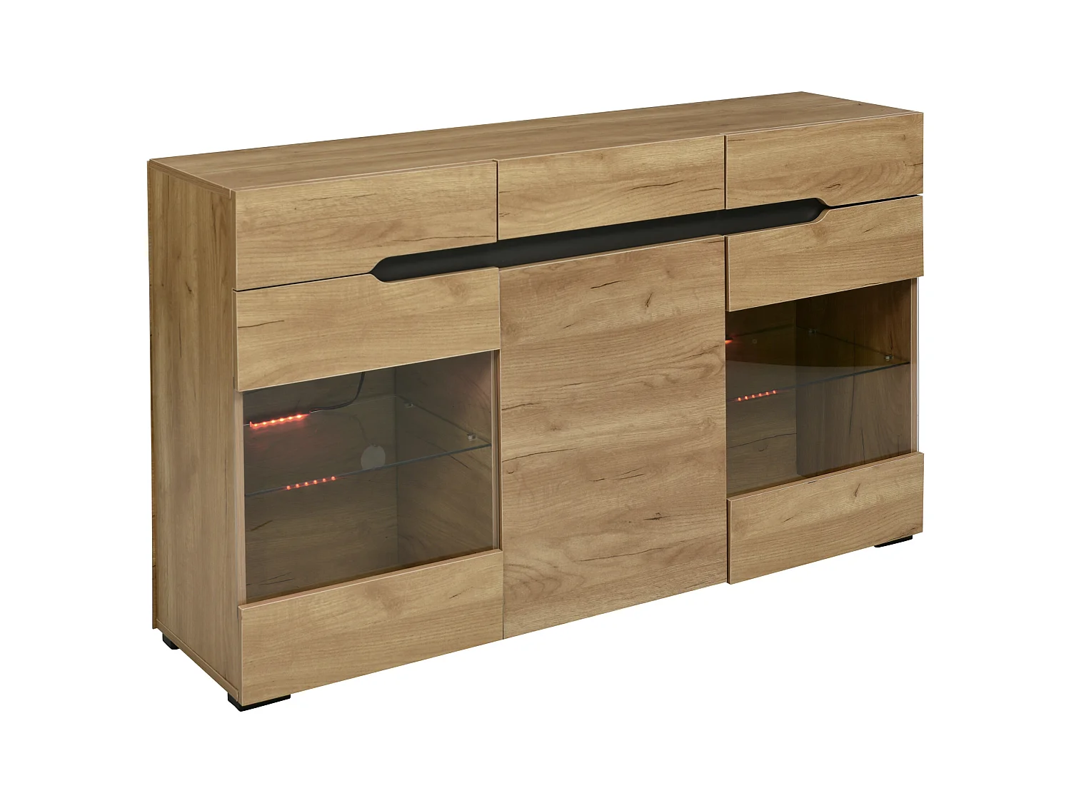 Buffet avec éclairage LED - Buffet avec 3 portes et 3 tiroirs - pour salon et salle à manger
