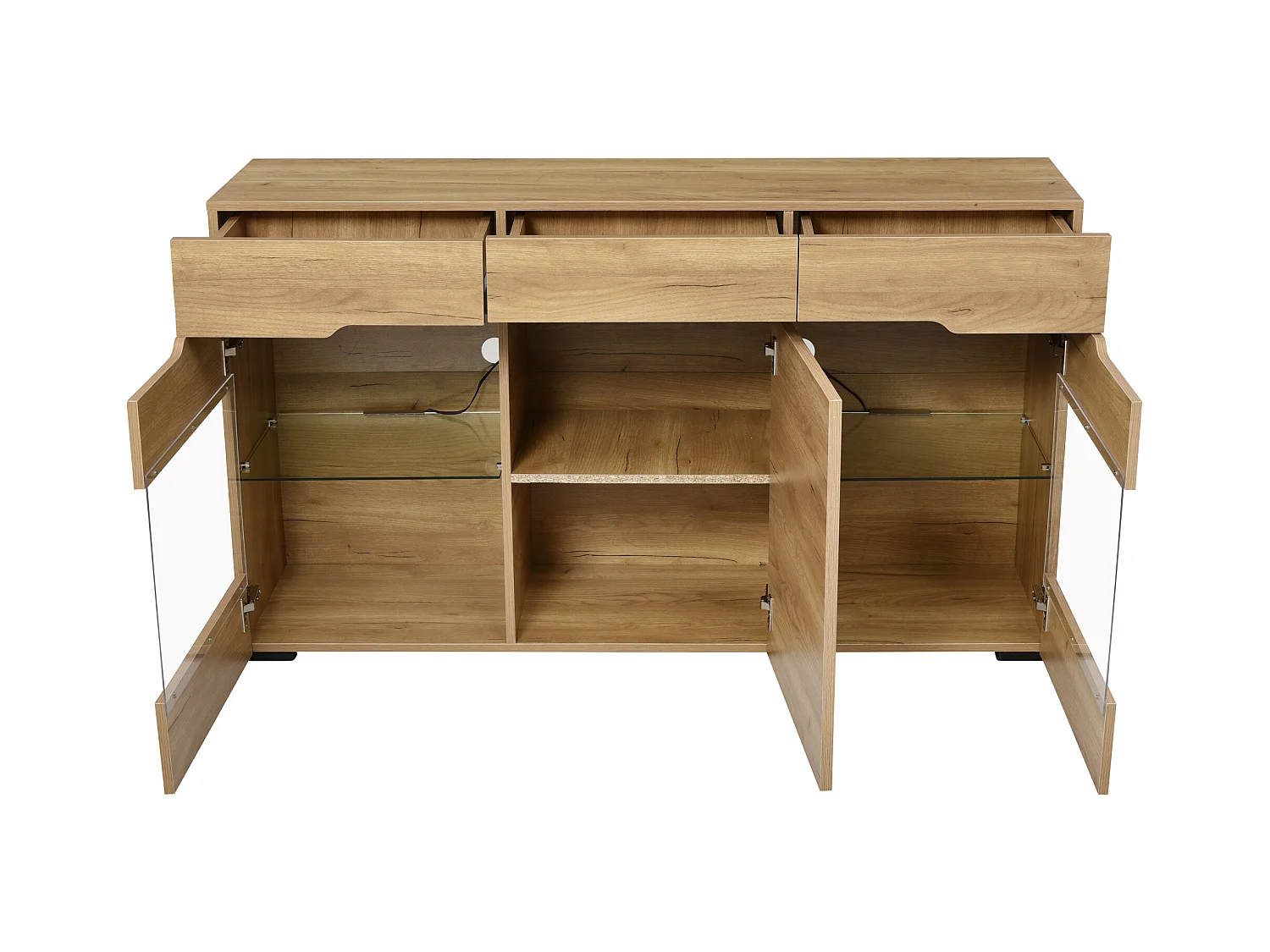 Buffet avec éclairage LED - Buffet avec 3 portes et 3 tiroirs - pour salon et salle à manger