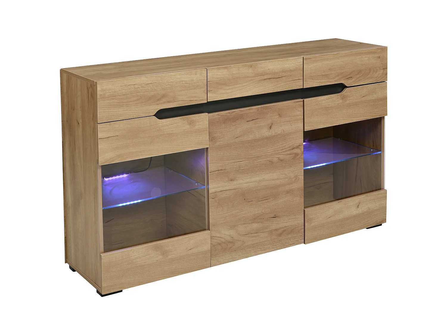 Buffet avec éclairage LED - Buffet avec 3 portes et 3 tiroirs - pour salon et salle à manger
