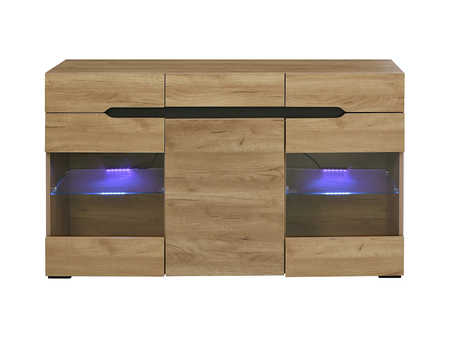 Buffet avec éclairage LED - Buffet avec 3 portes et 3 tiroirs - pour salon et salle à manger