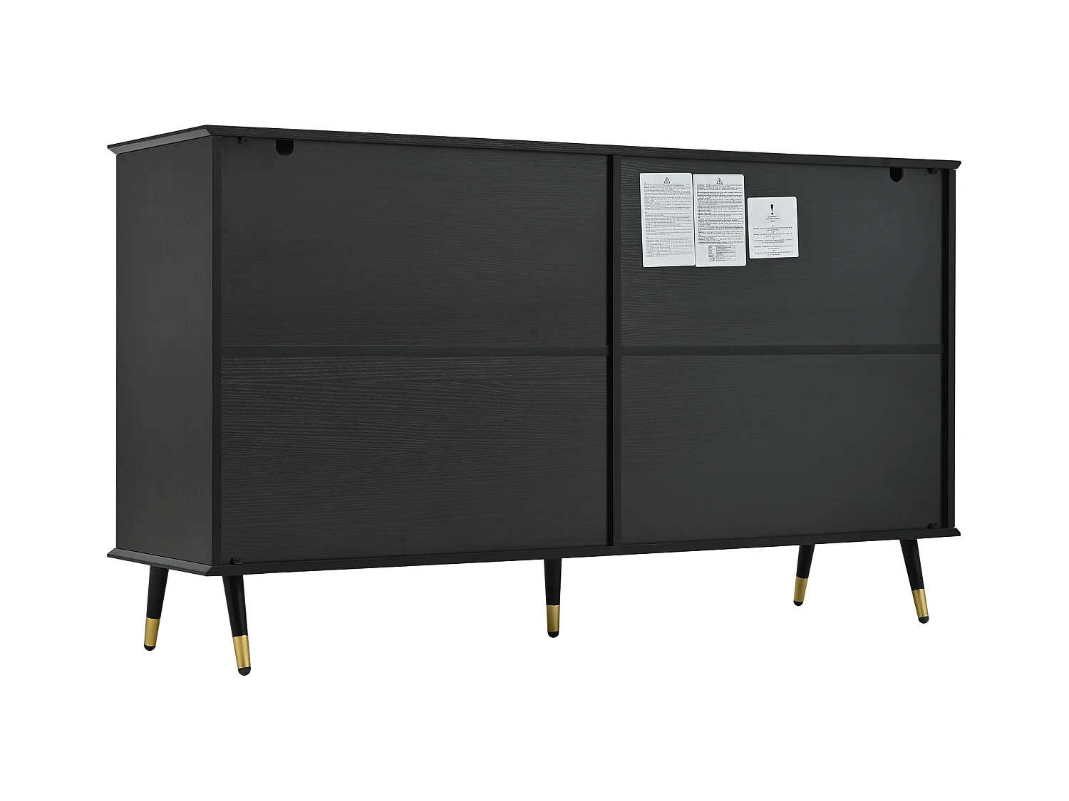 Buffet en bois et noir – Buffet 4 portes avec pieds en métal – pour salons et salles à manger